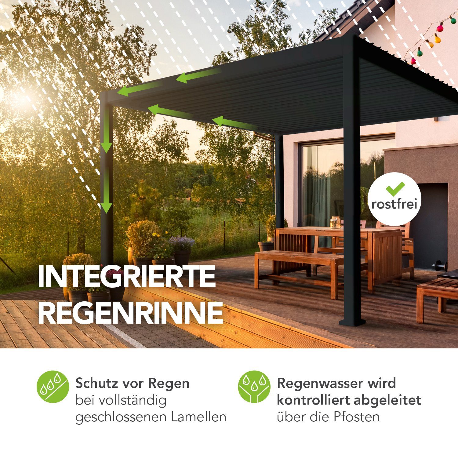 Weide Pergola Classic AluStahl Pavillon 3 x 4 M anthrazit Pergola