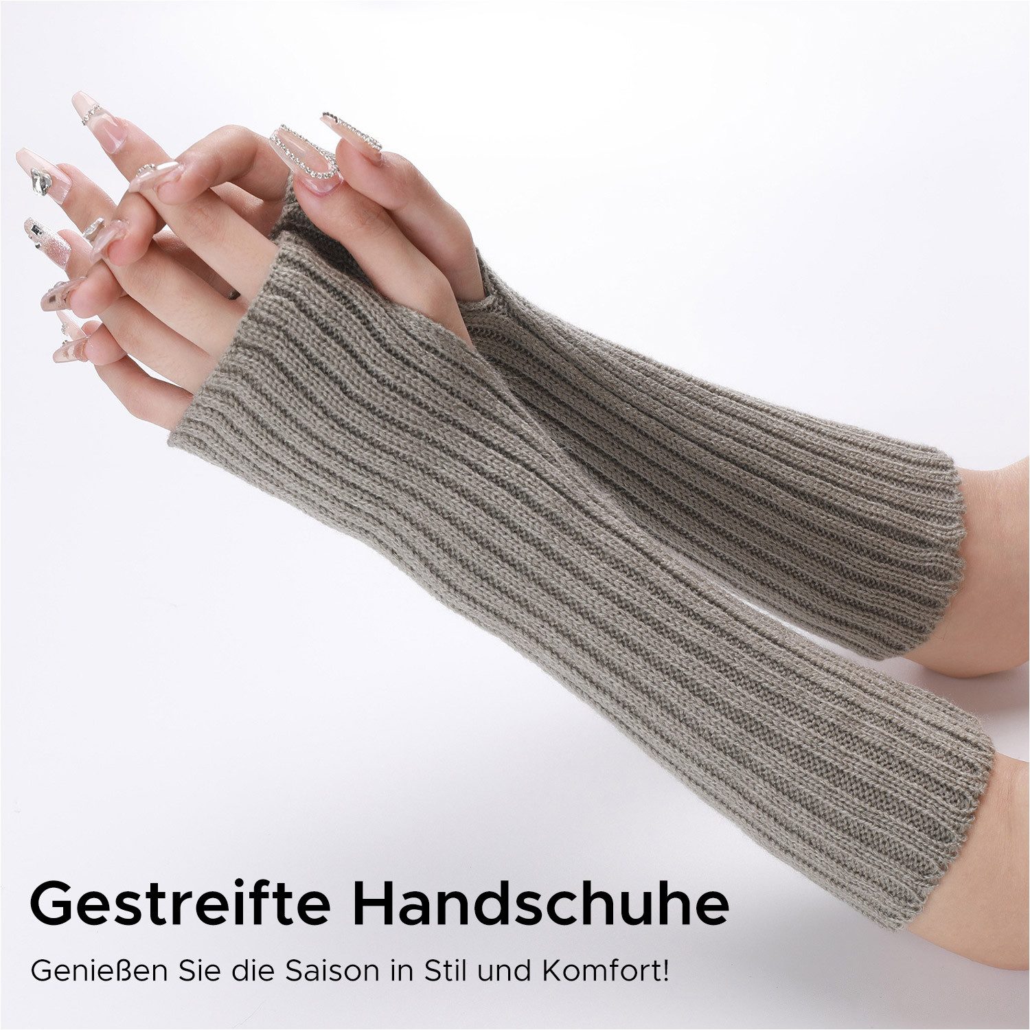 Refttenw Strickhandschuhe 2 Paar Lange Handstulpen günstig online kaufen