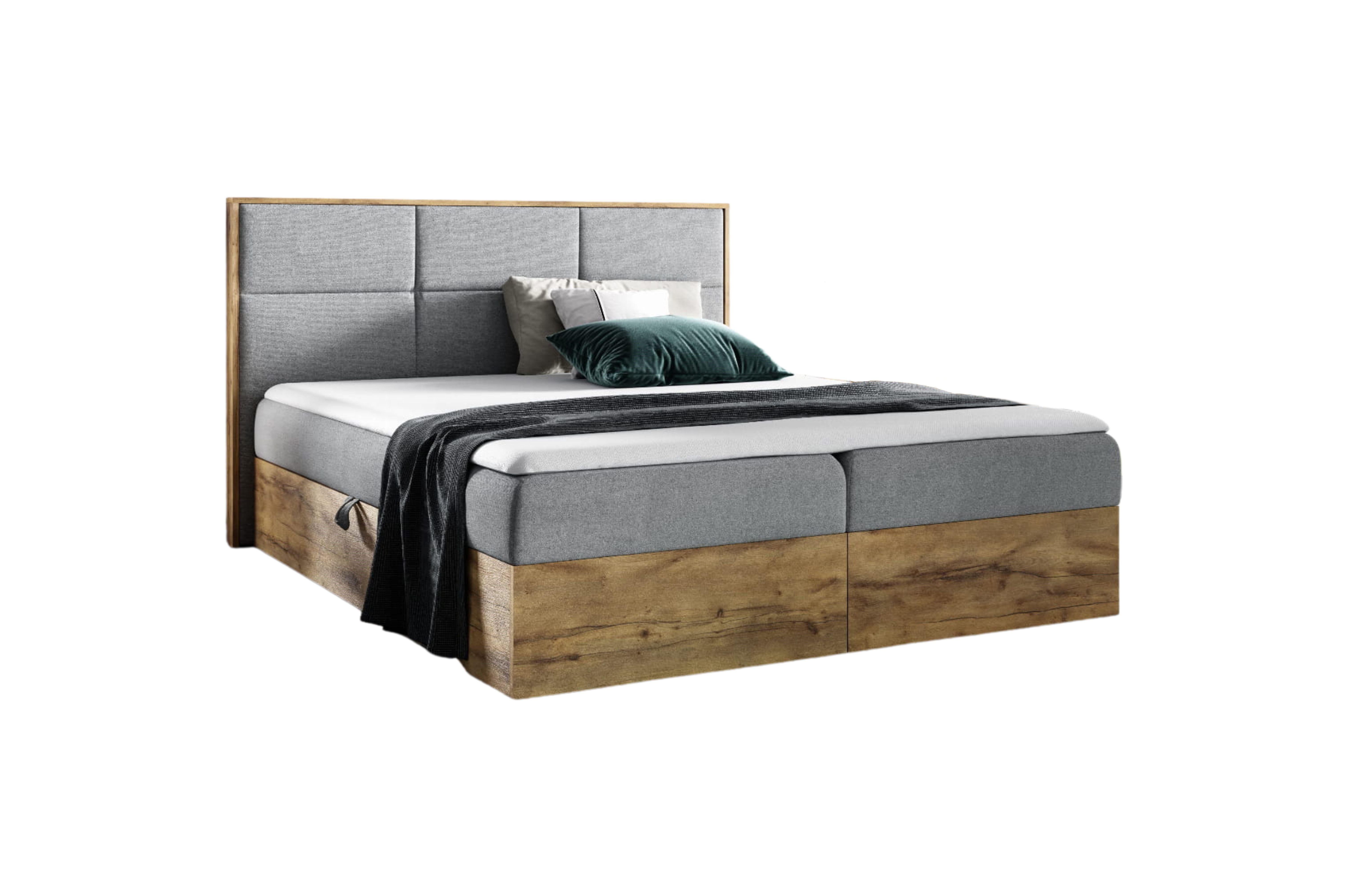 yourhouse24 Boxbett Wood II mit 2 Bettkästen, Doppelbett mit Bonell-Matratze + Topper