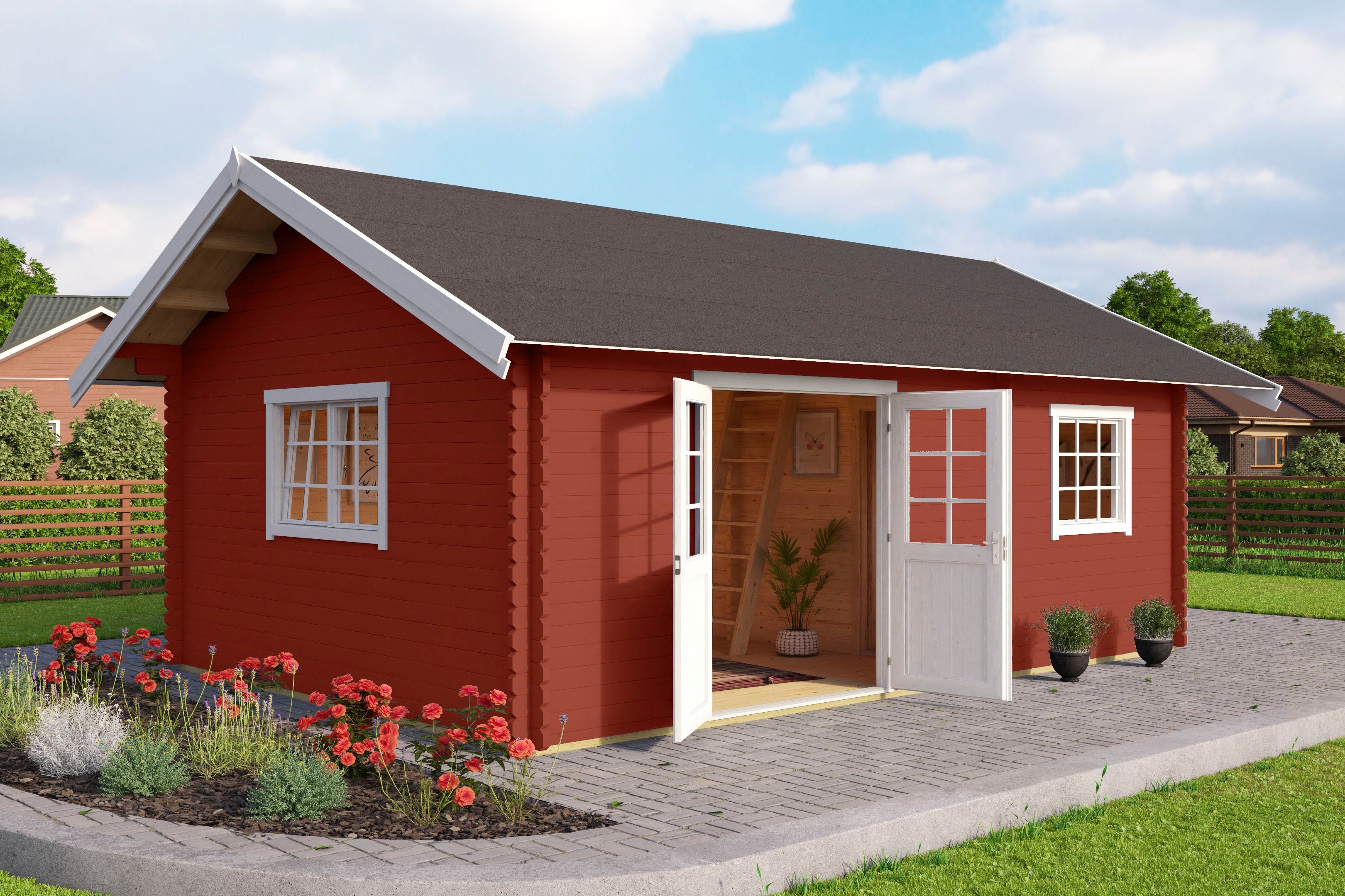 LASITA MAJA Gartenhaus CAROLINE, BxT: 675x490 cm, (Set, inkl. Fußbodenbretter zum Verlegen)