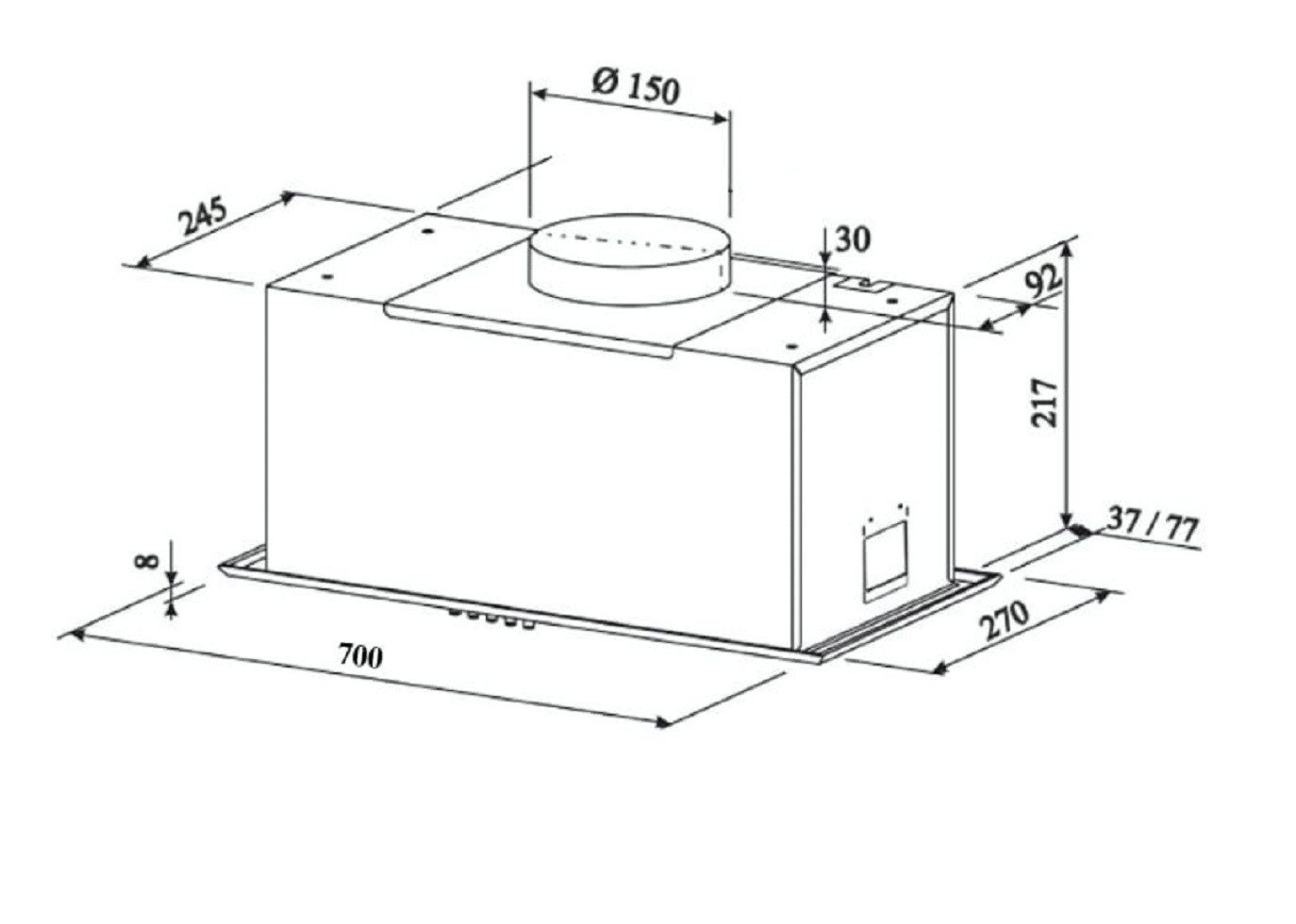 KAUFMANN Unterbauhaube Fenix 70 BL. Dunstabzugshaube 70 cm, 3 Stufen, Schwarz,1000m³/h Fenix 70 BL. Dunstabzugshaube 70 cm, 3 Stufen, Schwarz,1000m³/h