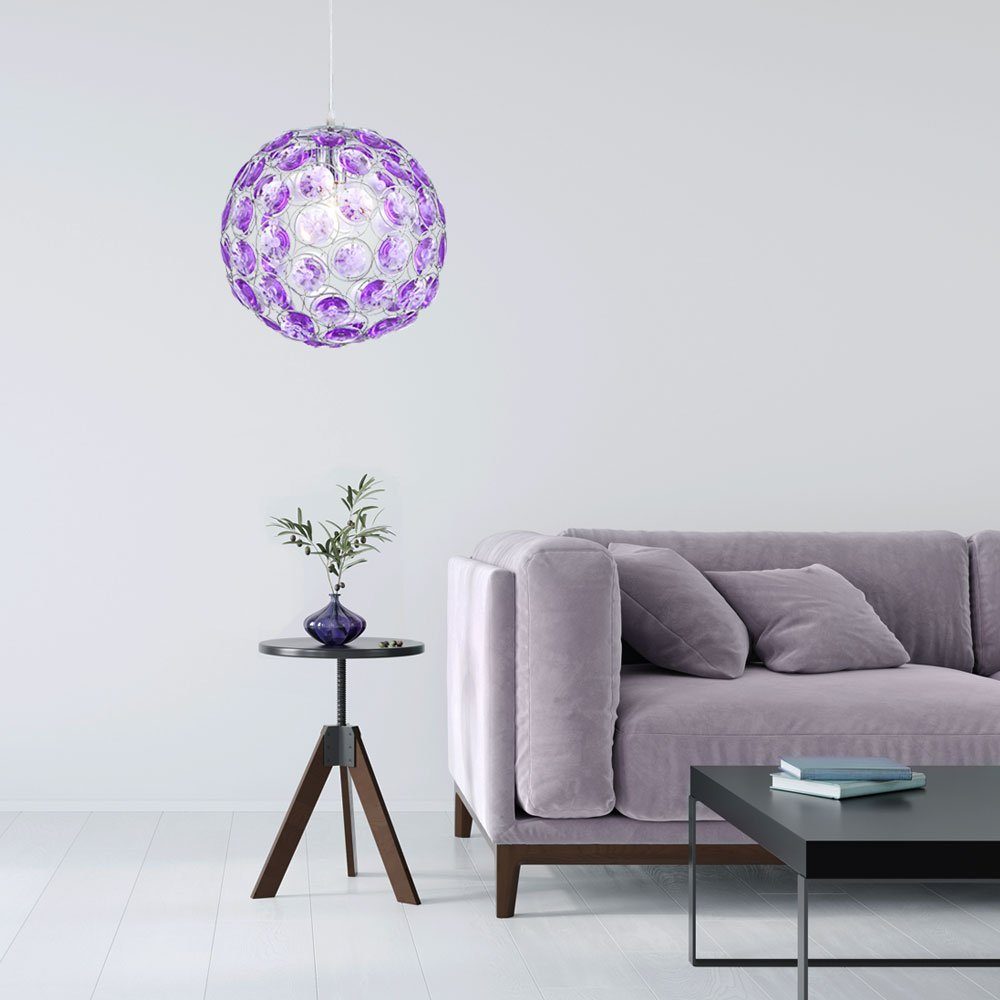 Kristall LED Leuchte Hänge Wohn inklusive, etc-shop purple Zimmer Leuchtmittel Decken Farbwechsel, Pendel Pendelleuchte, Warmweiß,