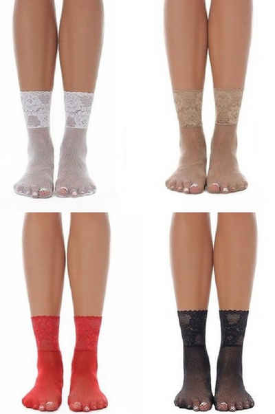 Lycille Socken 1 Paar eleganter Netz-Socken mit Spitze mit Silikon 20 Den mit Silikonstreifen