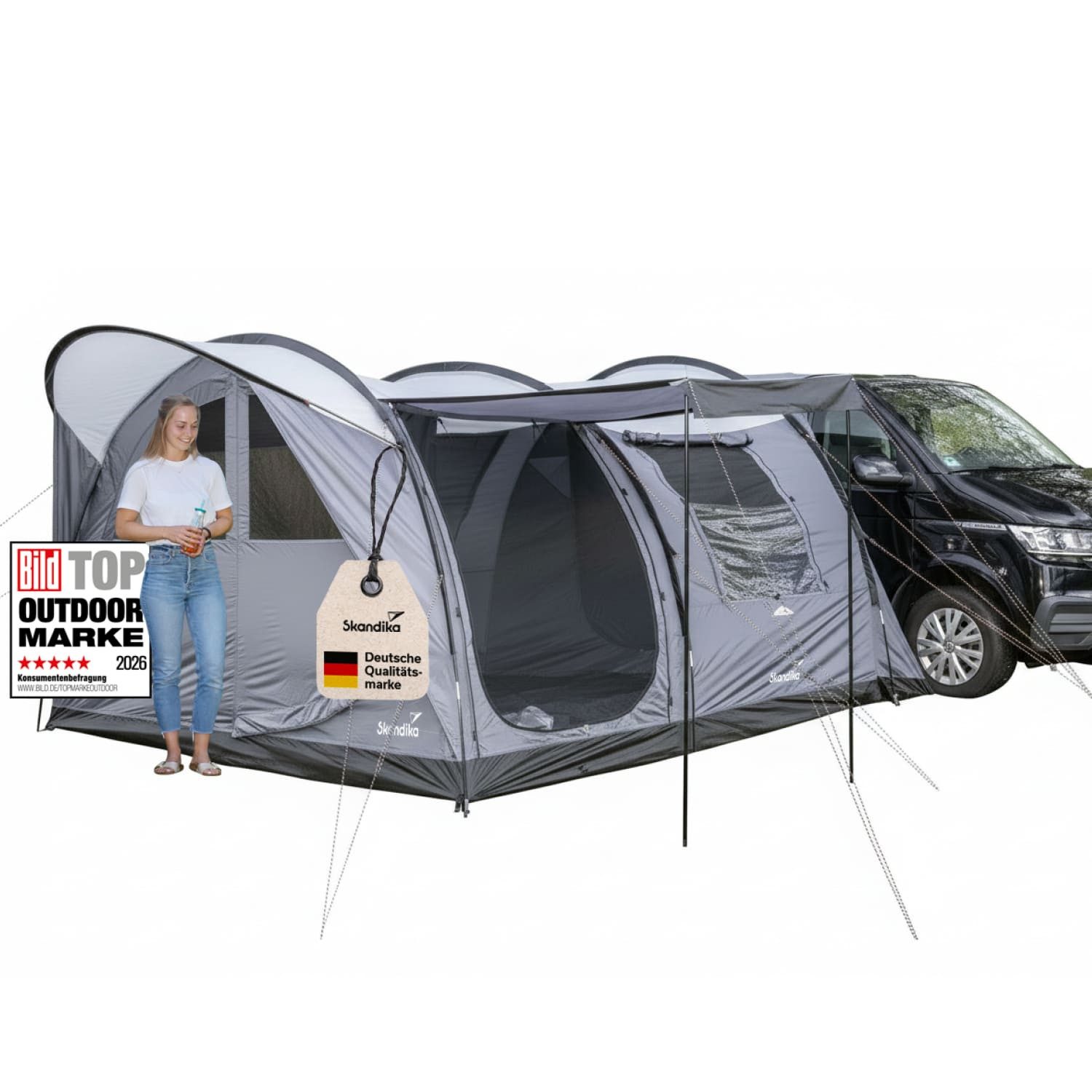 Skandika Buszelt Esbjerg Travel 2 Protect, Freistehend, 1 Schlafkabinen, Personen: 2 (Moskitonetz an allen Eingängen und Fenstern, Tragetasche), Wassersäule 3000 mm, eingenähter Zeltboden, 2,1 m Stehhöhe