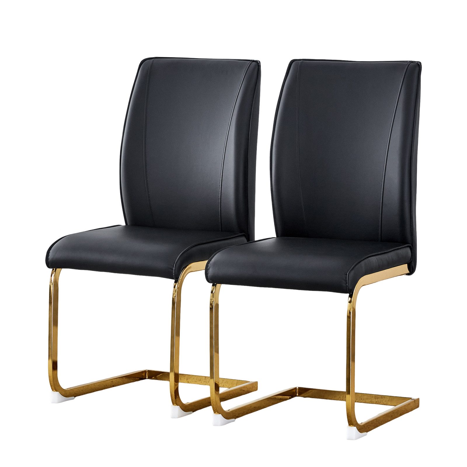 JUFU Esszimmerstuhl mit Freischwinger-Gestell, ergonomischer Wohnzimmerstuhl aus PU (2 St), Moderner Designstuhl für Zuhause & Arbeitsbereich