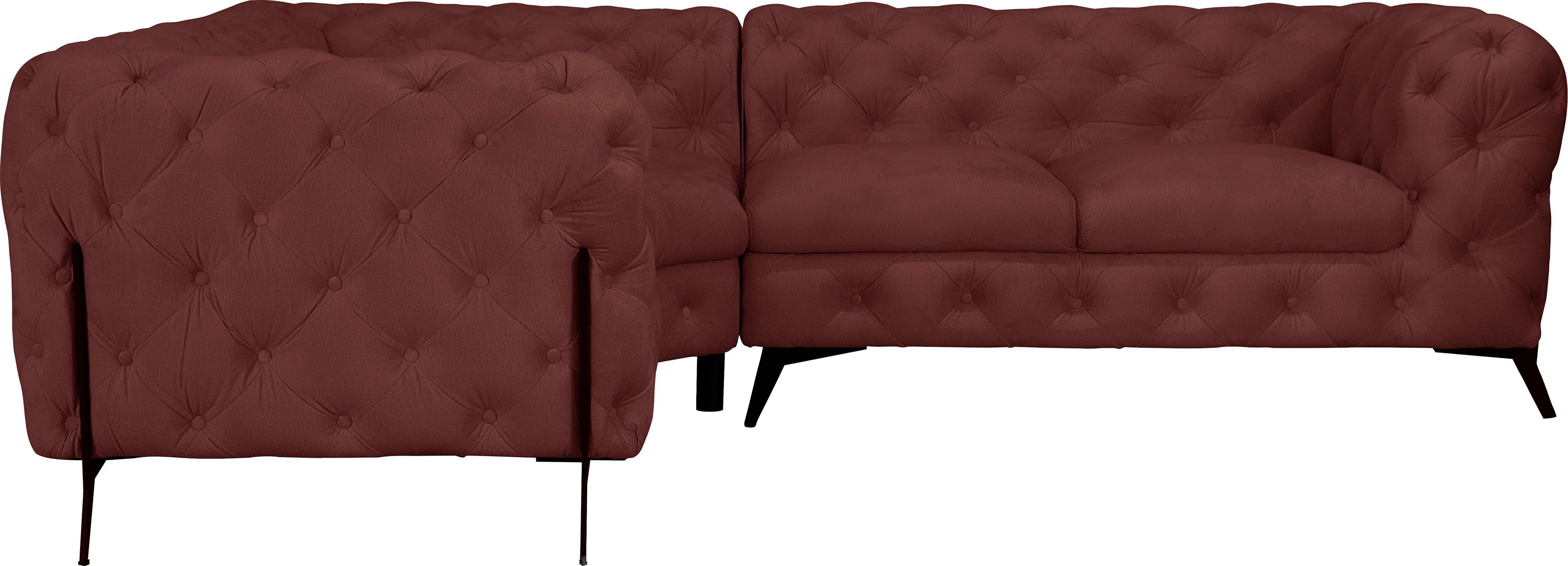 Home affaire Chesterfield-Sofa Amaury L-Form, moderne Chersterfield-Optik, Breite 262 cm, Fußfarbe wählbar