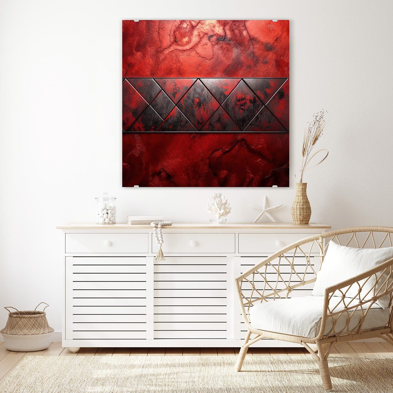 Primedeco Glasbild Wandbild Quadratisch Dunkle Muster Wand mit Aufhängung, Muster (21 verschiedene Größen, 1 St), Elegante Aufhängung