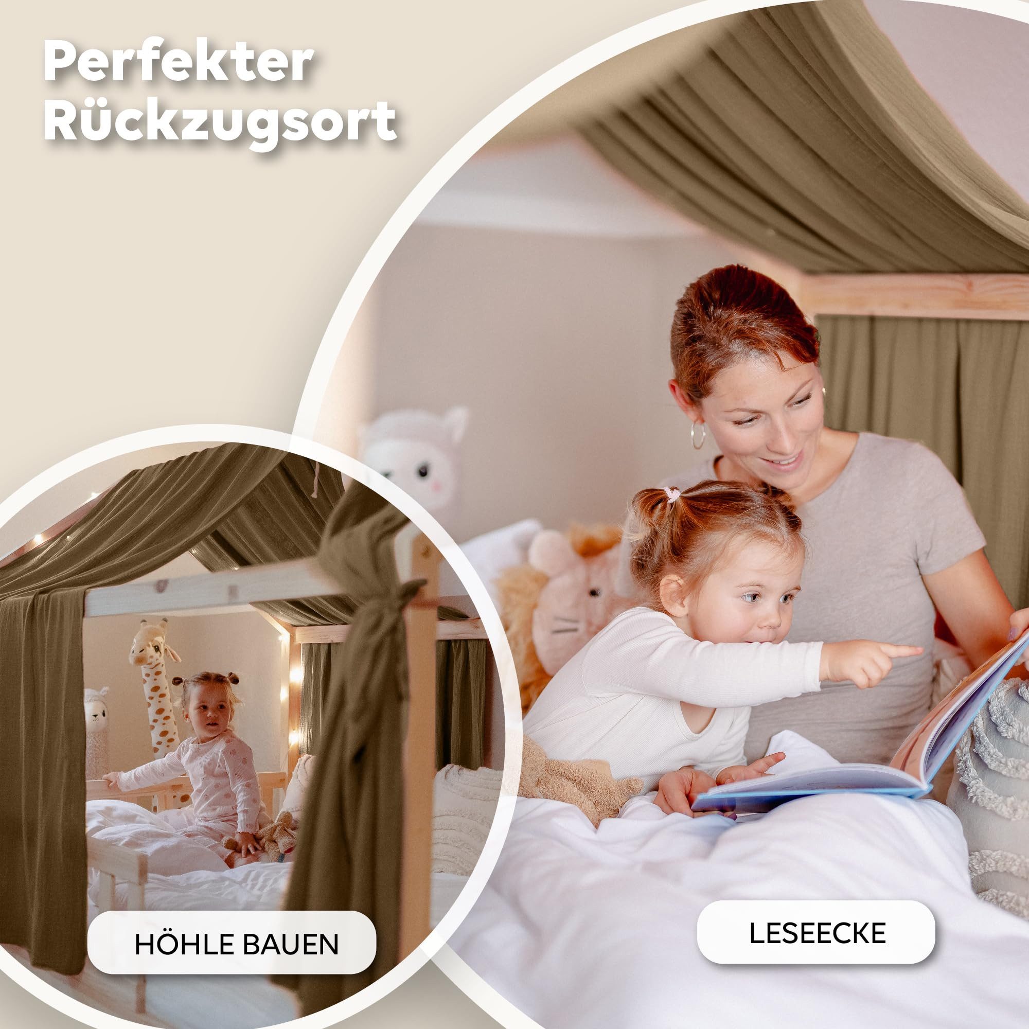 lilimaus Betthimmel Hausbett Himmel 2er-Set aus 100% Musselin - für Kinderbett (1-tlg), Set mit 2 abgestimmten Stoffbahnen - weich & schnell montiert