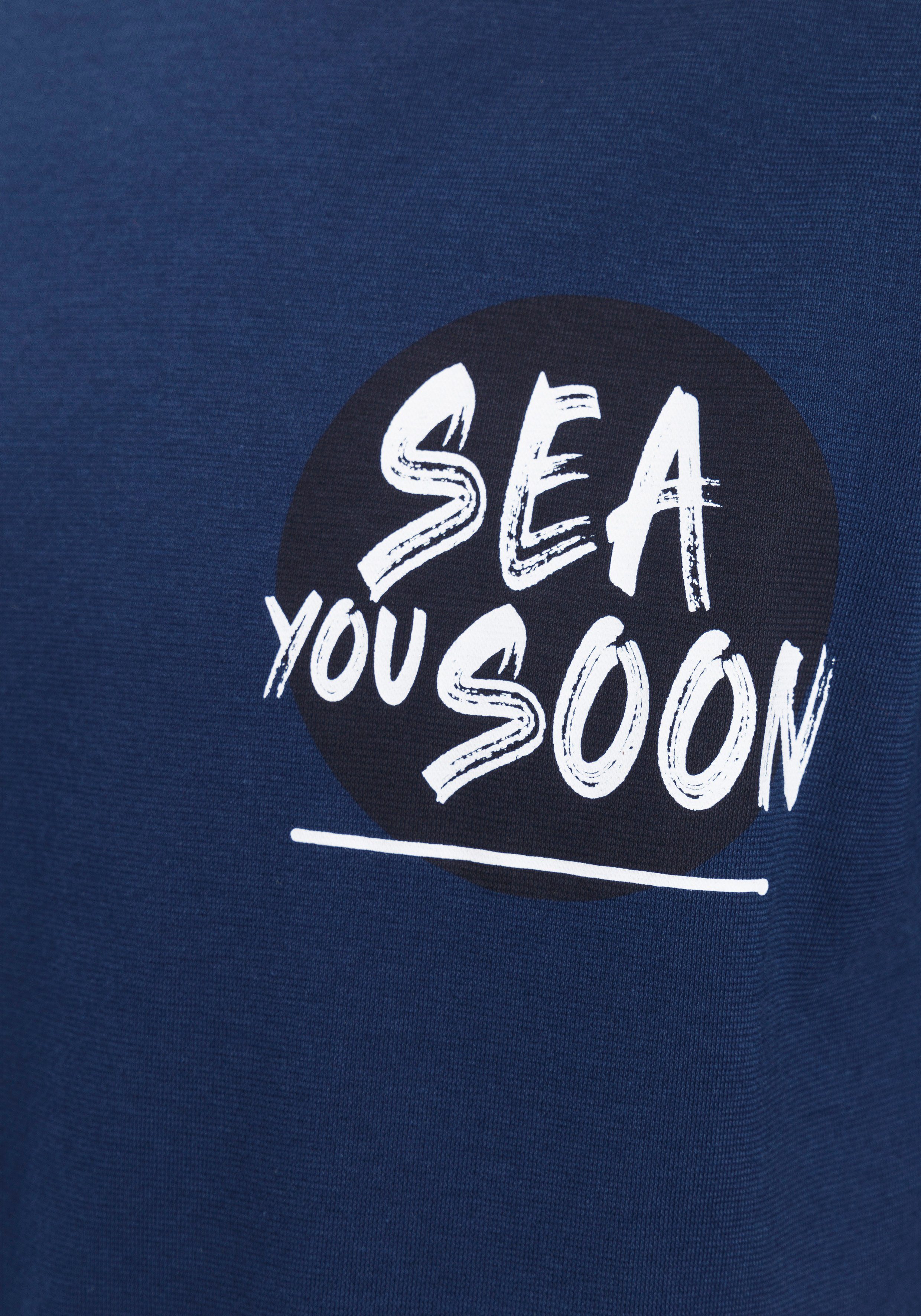 marine-bedruckt mit Logoprint T-Shirt OLYMP