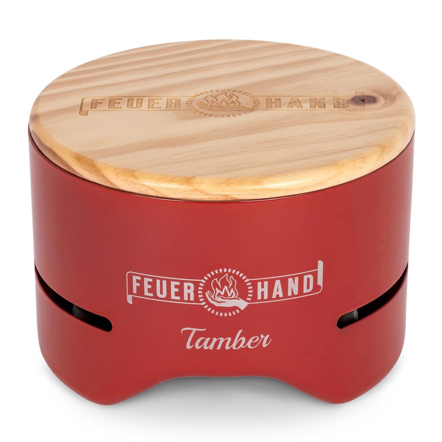 Feuerhand Holzkohlegrill Tamber Tischgrill +1kg spezial Holzkohle fast rauchfrei Farbe Rot