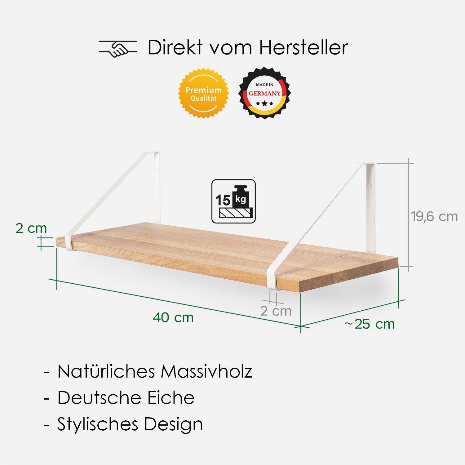 Rikmani Wandregal RAY Schweberegal Eiche weiss, günstig online kaufen