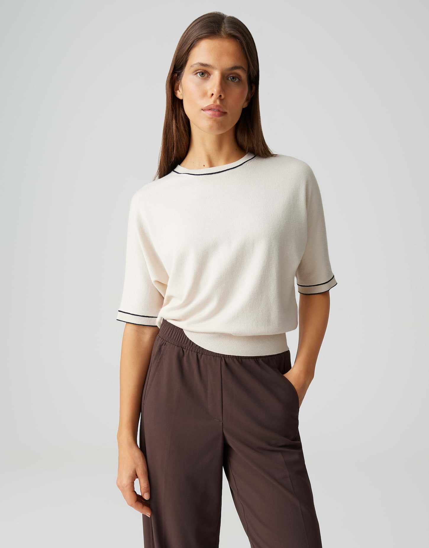 OPUS Strickpullover Prepi aus Viskose Mix Regular Fit kurzer Fledermausärme günstig online kaufen