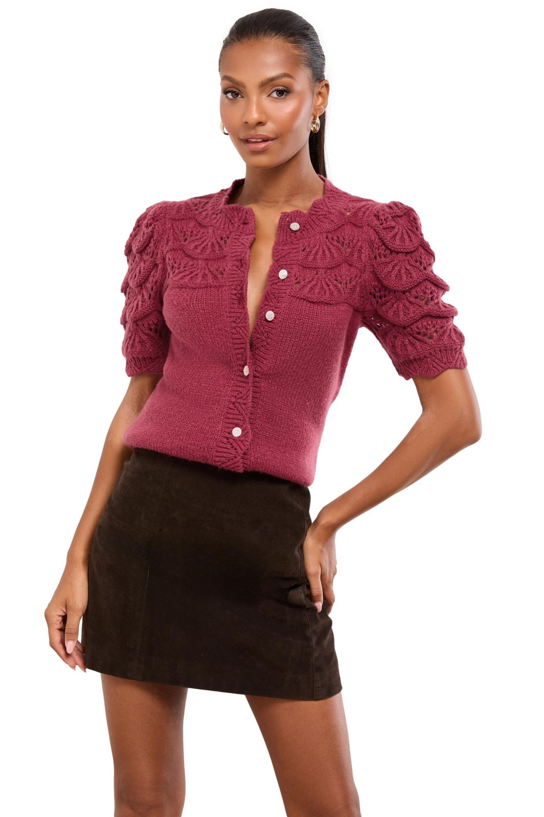 LIPSY Strickjacke Lipsy kurzärmelige Pointelle-Strickjacke, Regular (1-tlg) günstig online kaufen