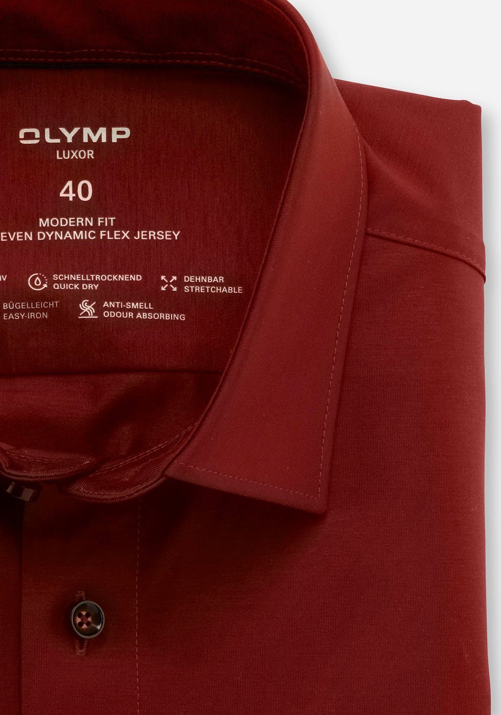Jersey-Qualität ziegelrot OLYMP Businesshemd in 33 modern Luxor fit
