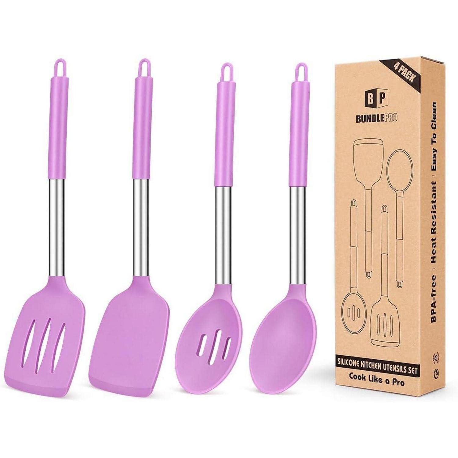 LuxusKollektion Kochbesteck-Set Silikon Kochutensilienset Spatel Schlitzlöffel BPAfrei Violett