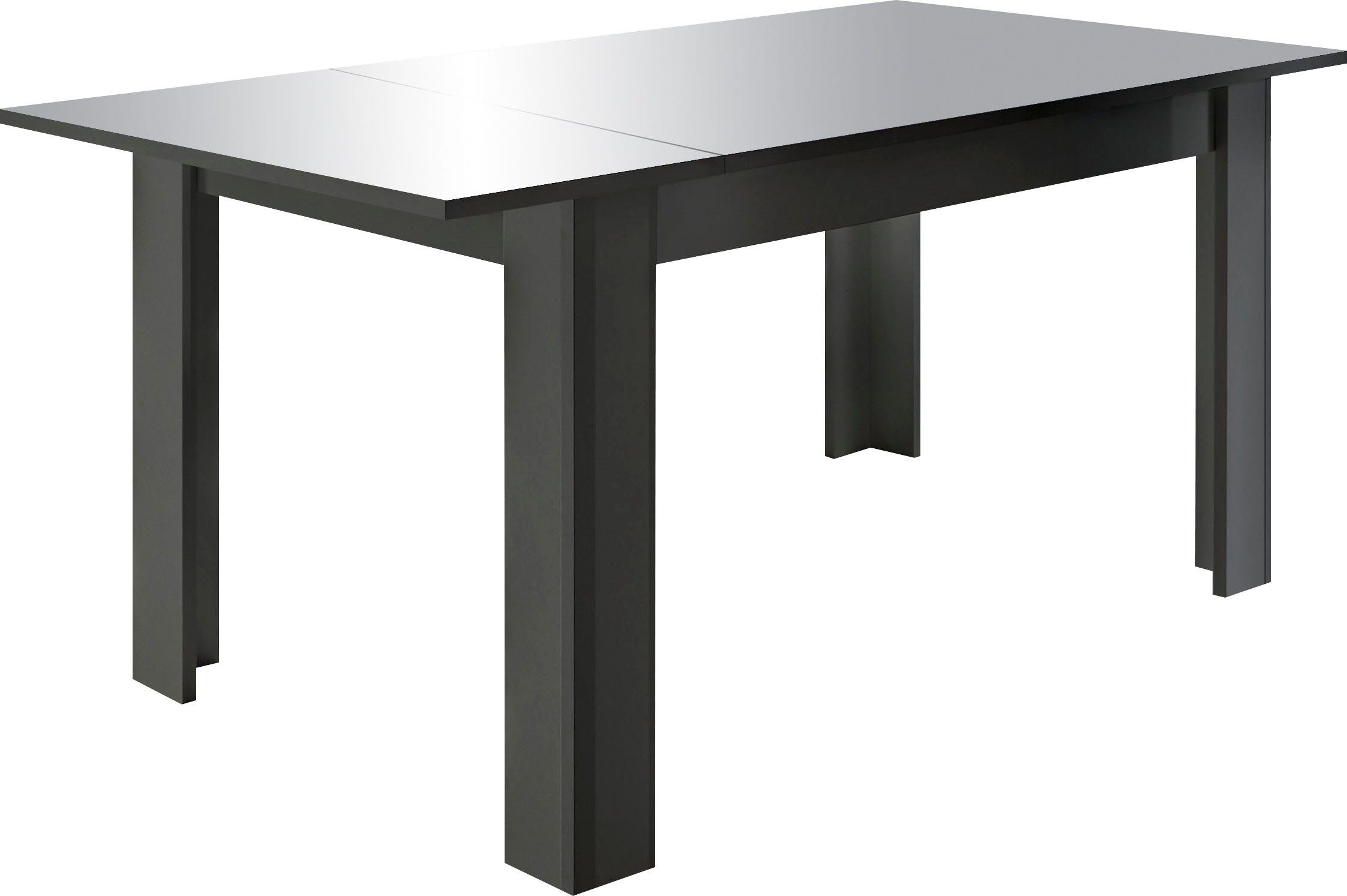 Home affaire Esstisch Dama 137x90x79 cm (BxTxH), Esszimmertisch Anthrazit Hochglanz Lack, moderner rechteckiger Küchentisch, ausziehbar, erweiterbar auf 185 cm