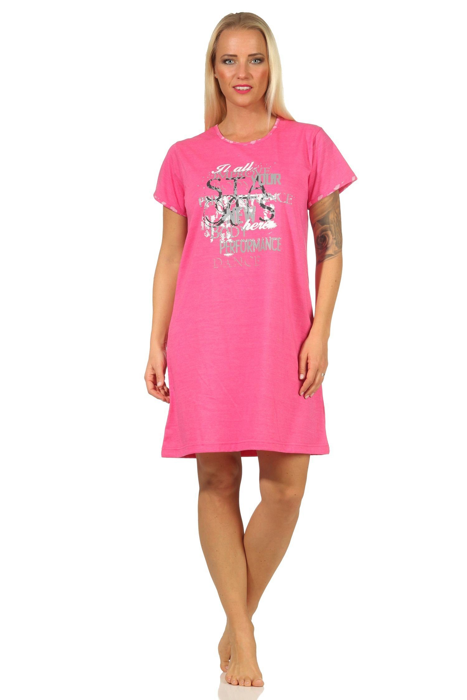 tollem - RELAX mit pink Nachthemd kurzarm Motiv 67140 Damen Nachthemd Normann by