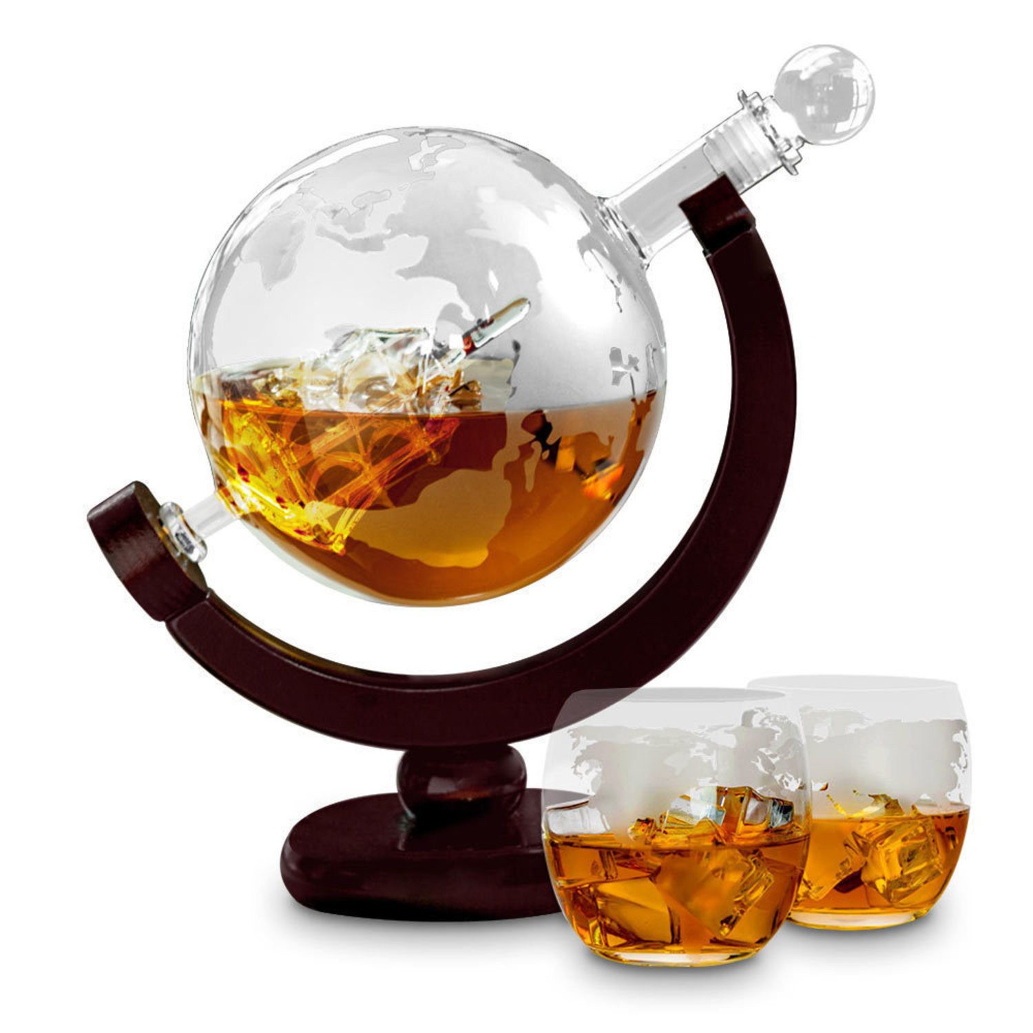 Dekanter Weltkugel Whiskey Dekanter mit zwei Gläsern