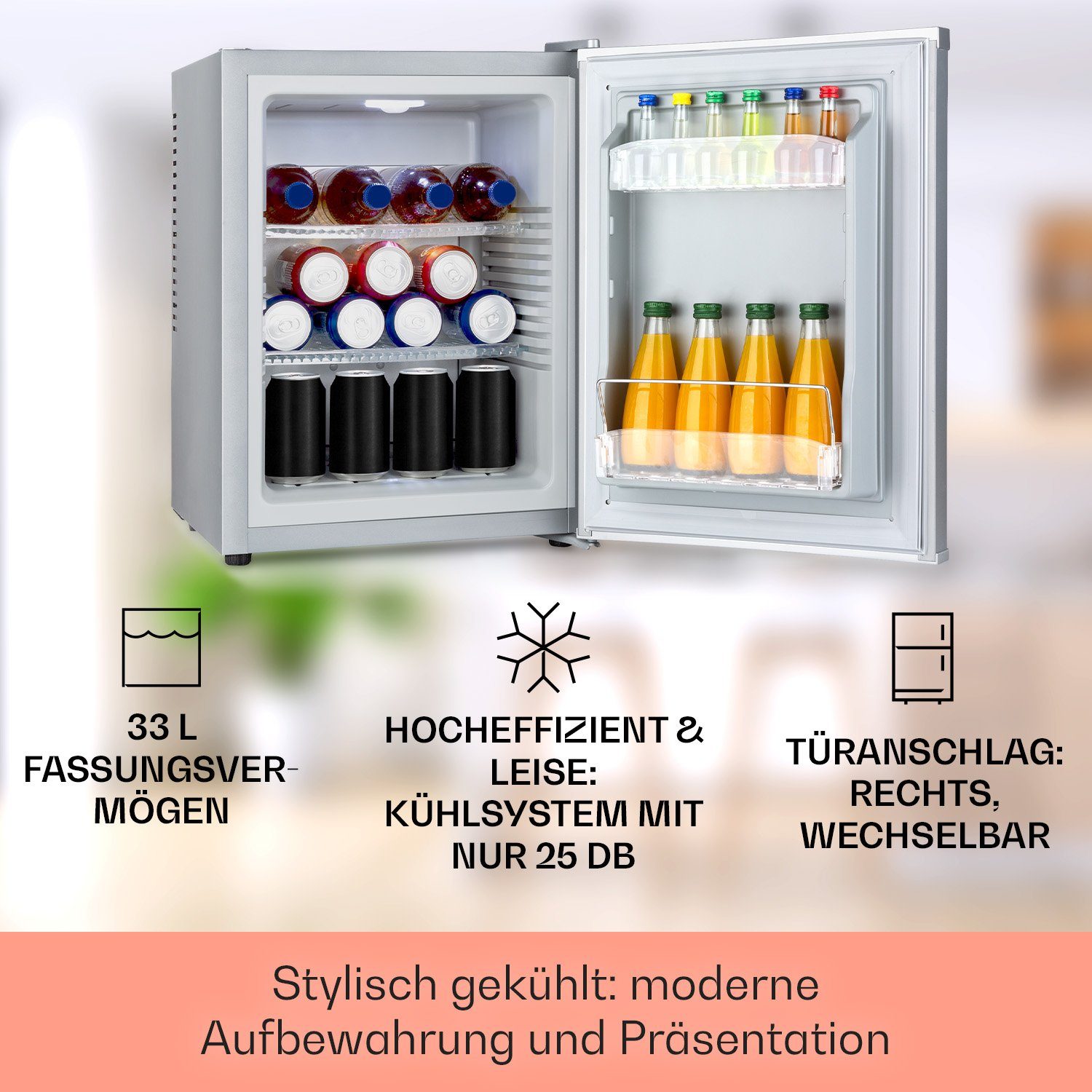 klein cm Minikühlschrank Getränkekühlschrank 10035244A, Hausbar breit, Table Top 54 Klarstein cm HEA-HappyHour-32Slb hoch, Kühlschrank 40 Gefrierfach ohne