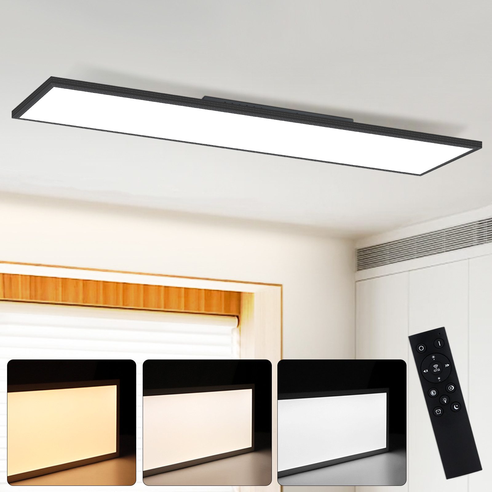 Nettlife LED Panel Flach Deckenleuchte Dimmbar 42W 100*25CM mit Fernbedienu günstig online kaufen