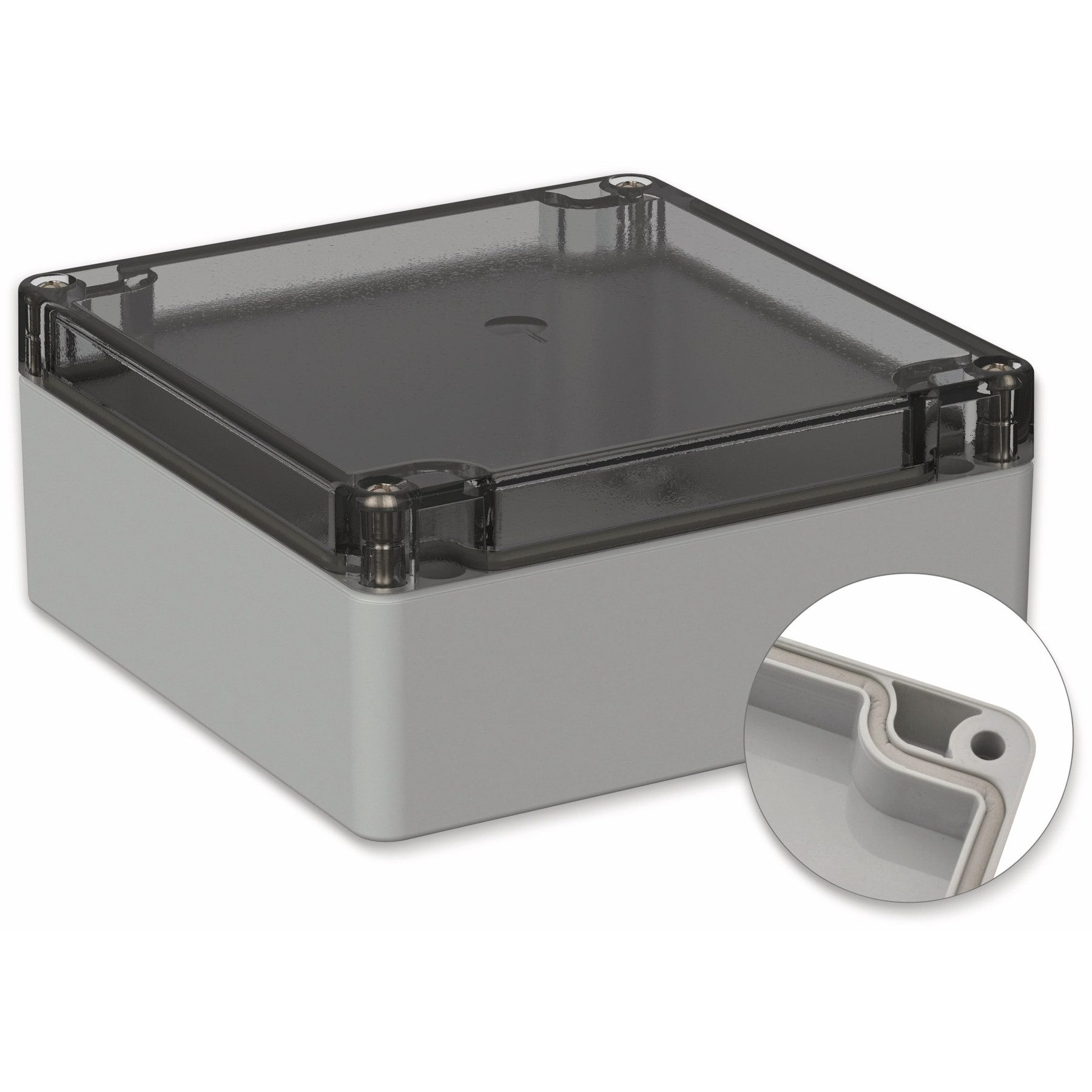 Pollin Verteilerbox POLLIN, Polycarbonat Gehäuse, 122 x 120 x 55 mm, IP66, Lichtgrau