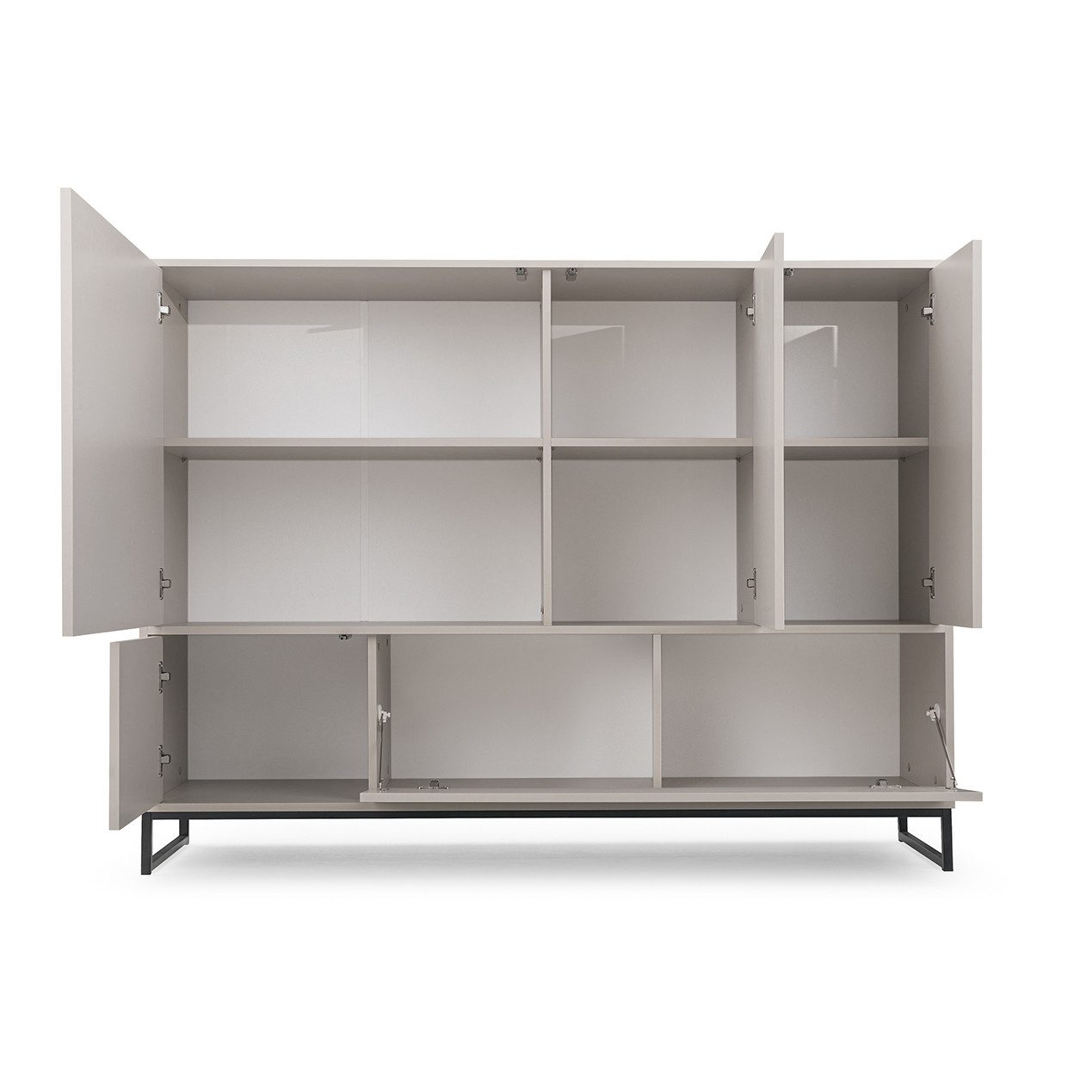 Beautysofa Kommode GIANA – elegante grifflos mit 5 Türen push‑to‑open (erhältlich in Sandbeige oder Flaschengrün), Breite: 160 cm