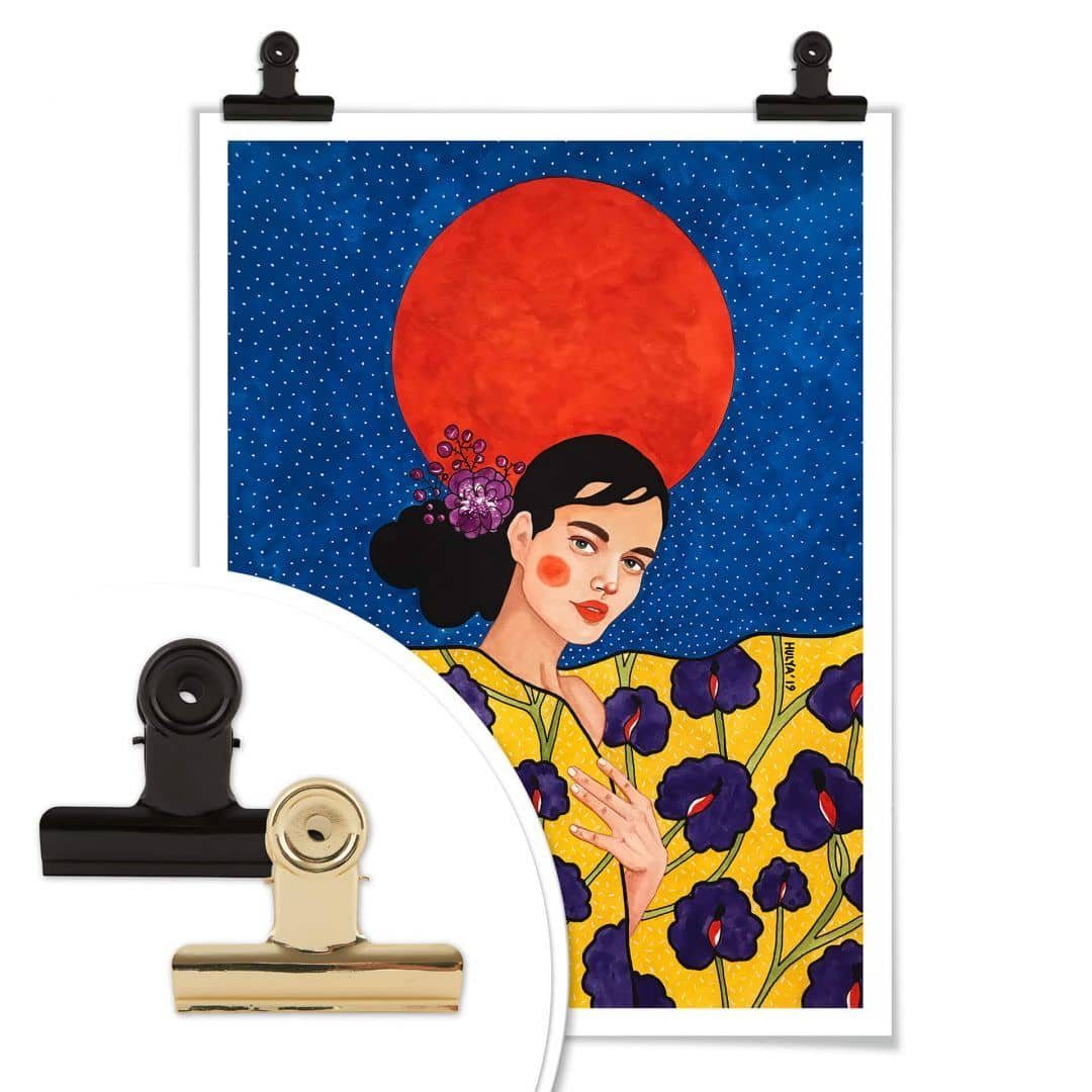 K&L Wall Art Poster Poster Hülya kraftvolles Portrait Sommer Vergeude die Nacht, Wohnzimmer Wandbild modern