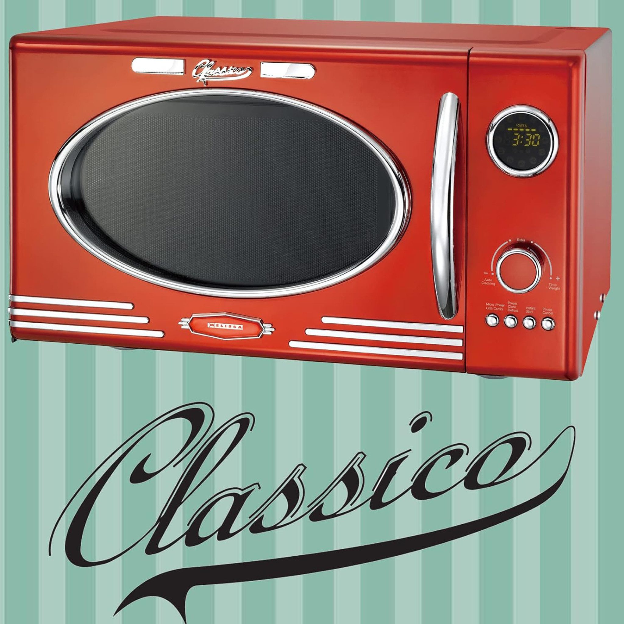 MELISSA Mikrowelle, 23 l, Vintage-Design, LED-Display & bis zu 1000W mit Grillfunktion