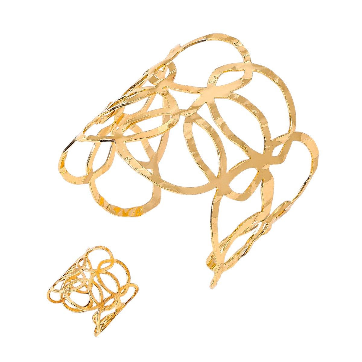 KARMA Schmuckset Damen Gold Armreif & Ring aus Legierung filigranes Design günstig online kaufen