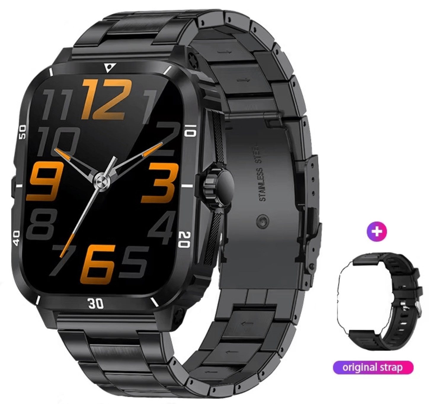 Nagham Ghazal Aswad Sport Smartwatch Herren HD Display wasserdicht Bluetooth Anruf Uhr Smartwatch, 1,96" Display, 100+ Sportmodi, BT-Anrufe, 3ATM, 7 Tage Akku