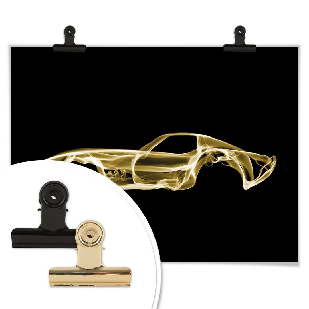 K&L Wall Art Poster Poster Mielu Neon Streets Kult Retro Auto Nebel Rennwagen, Wohnzimmer Wandbild modern