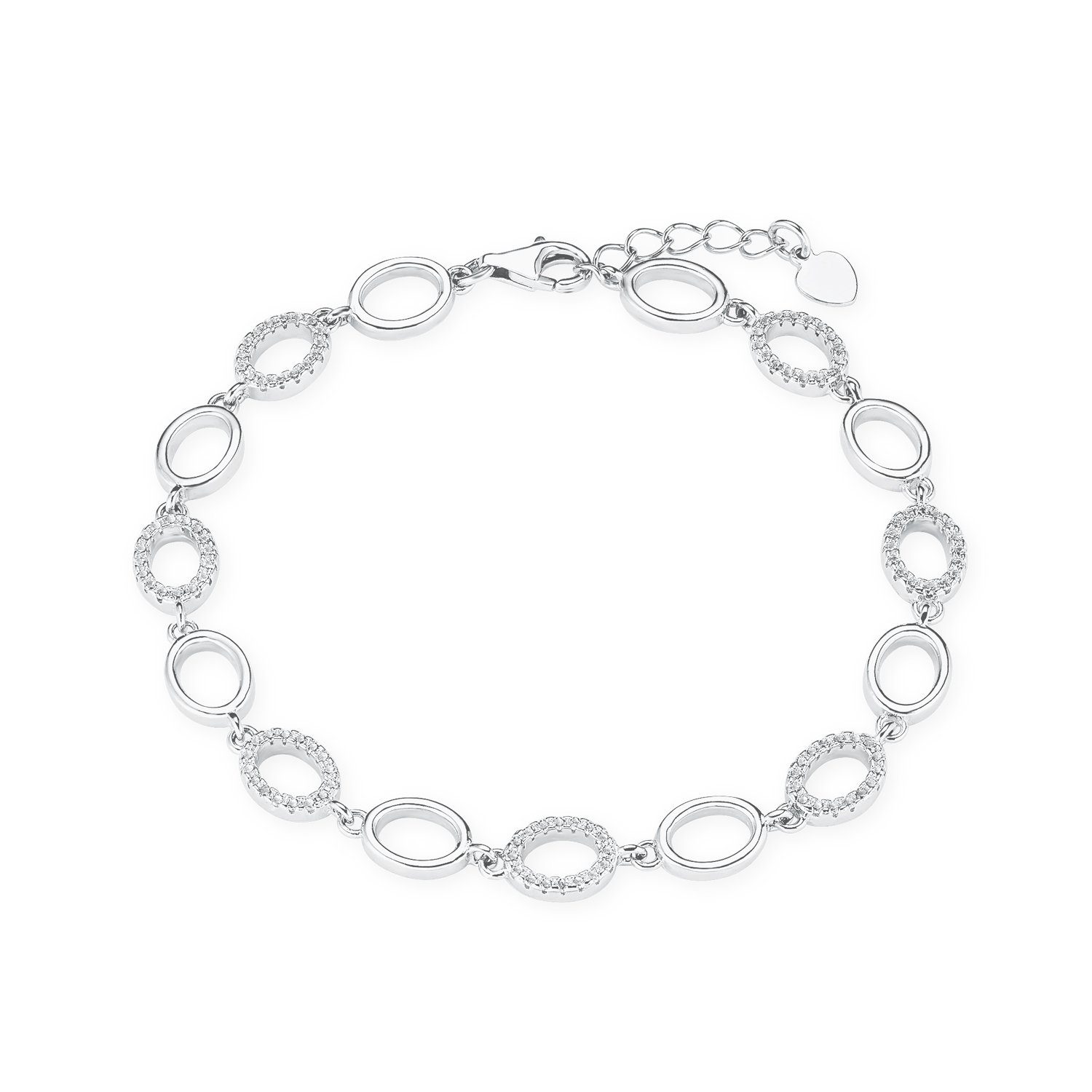 Silberarmband 20 Silber, Armband von 18 Verstellbarkeit cm cm auf mit Zirkonia 925 für 1-tlg), (Armband, Sterling Damen, Amor synth.