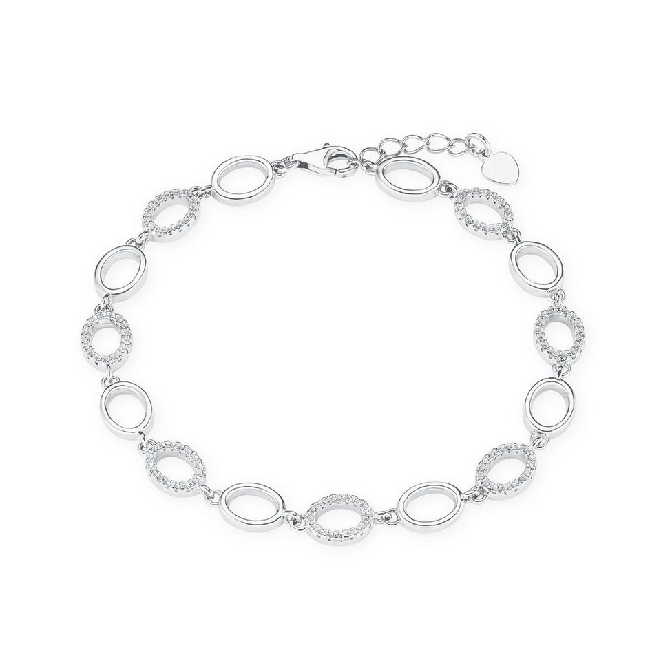Amor Silberarmband für Damen, 925 Sterling Silber, Zirkonia synth. (Armband,  1-tlg), Armband mit Verstellbarkeit von 18 cm auf 20 cm