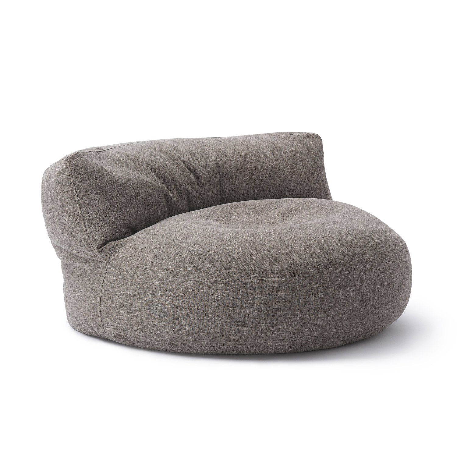 In-& 90x90x50cm Sitzsack Sitzkissen Bean inkl. Sofa Couch Round Outdoor Lumaland Bag Rückenlehne Lounge, hellgrau