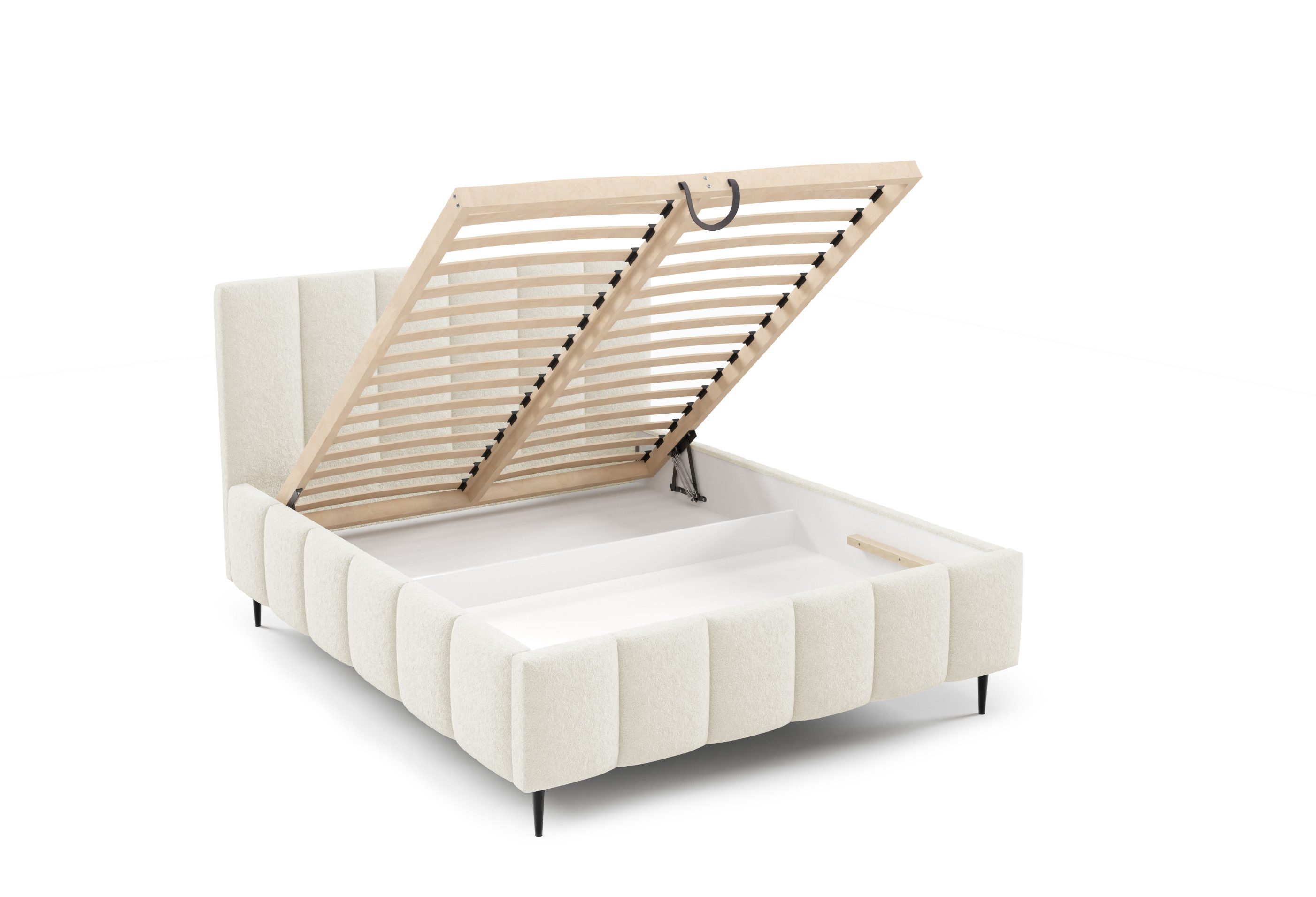 Home Collective Polsterbett Bett mit Stauraum Doppelbett Bettgestell mit Lattenrost (Größen: 140x200, 160x200, 180x200), weich gepolstert modernes Design mit Be – Bild 4 von 5