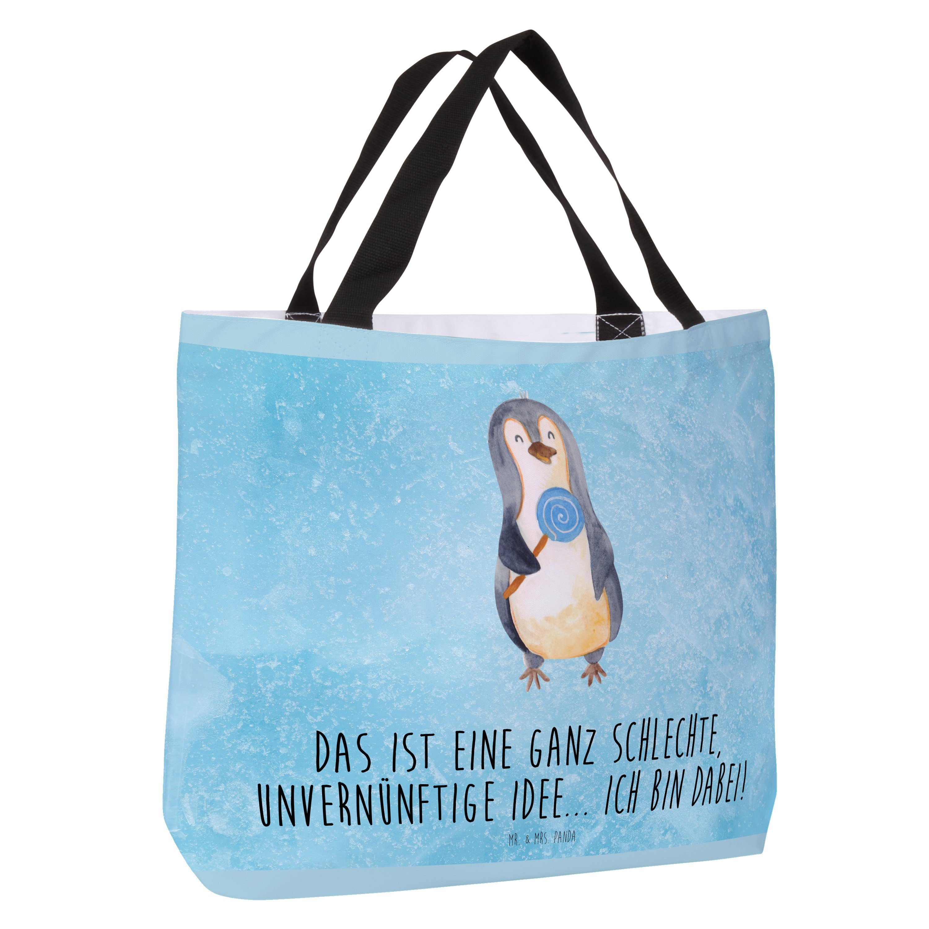 Mr. & Mrs. Panda Beutel, Pinguin - - Shopper Lolli Eisblau Schulbeutel, Geschenk, (1-tlg) Heißhunger