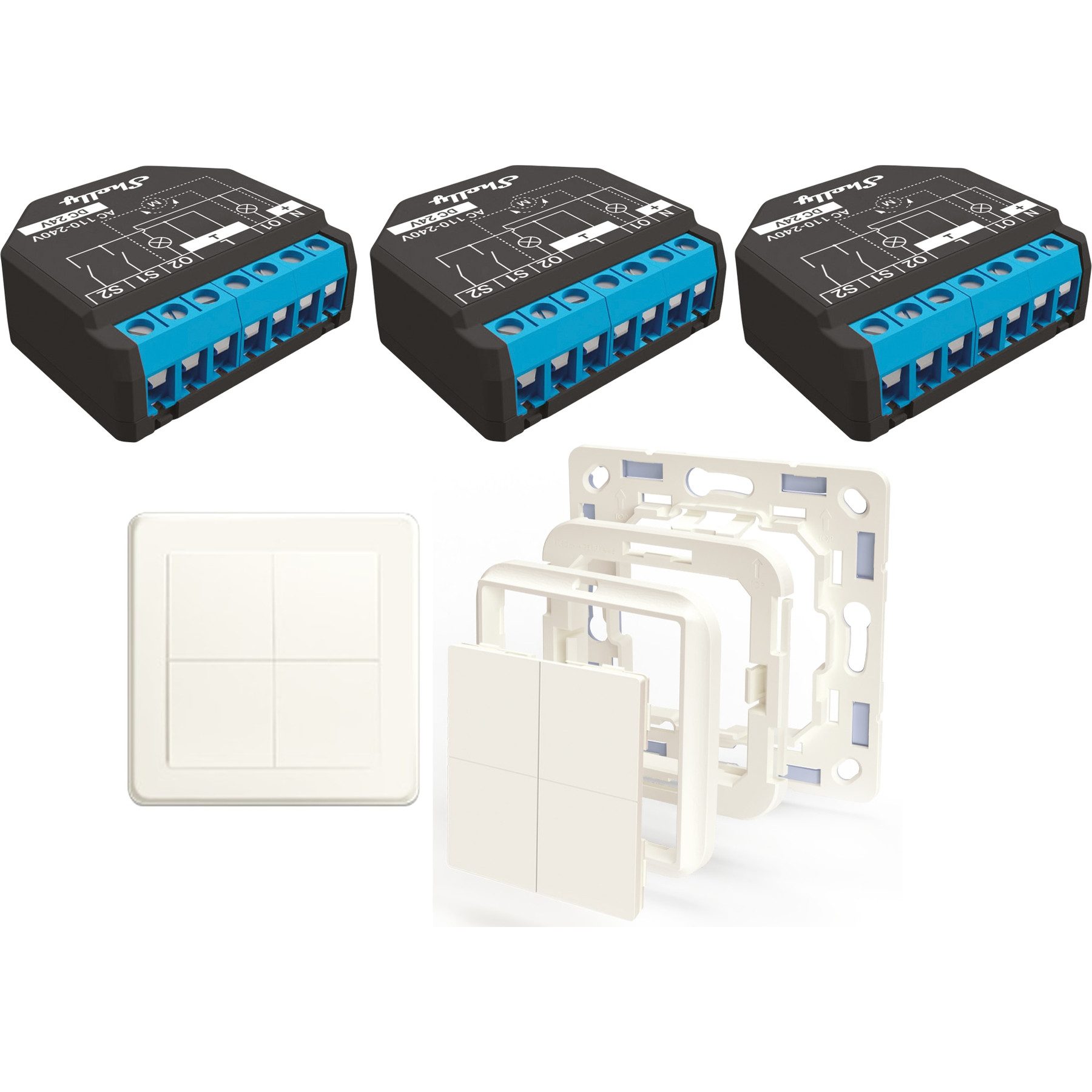 SHELLY Rollladensteuerung Starter Kit, 3er Set Smart-Home Starter-Set
