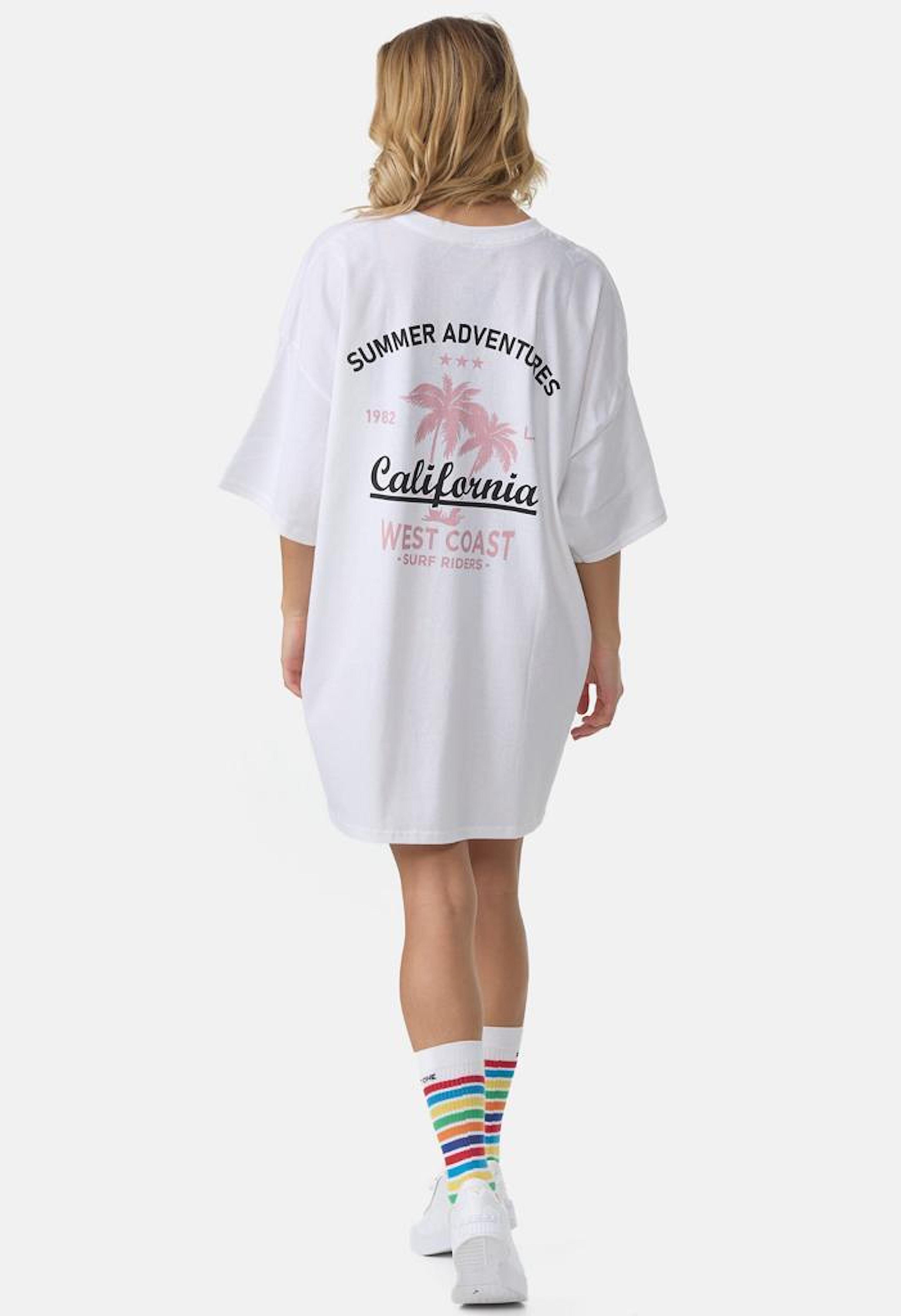 Worldclassca T-Shirt Worldclassca Oversized California Print T-Shirt lang Sommer Oberteil