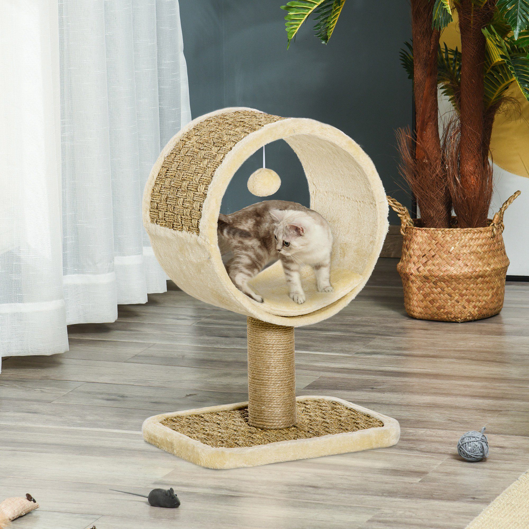 PawHut Kratzbaum Klein Katzenbaum Katzen-Spiel-Stamm Katzenspielzeug günstig online kaufen
