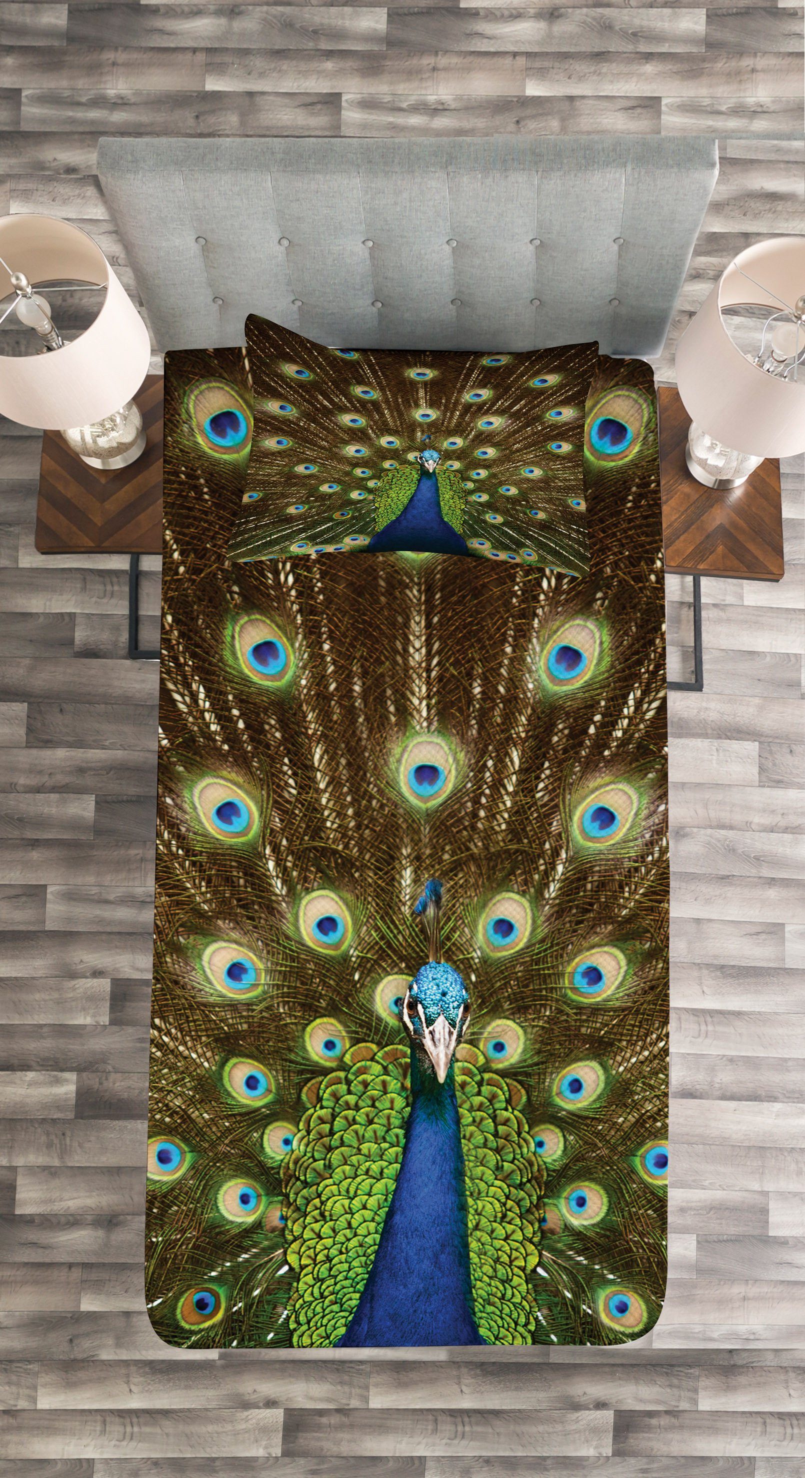 Peacock Abakuhaus, mit Bunt mit Tagesdecke Kissenbezügen Waschbar, Set Federn