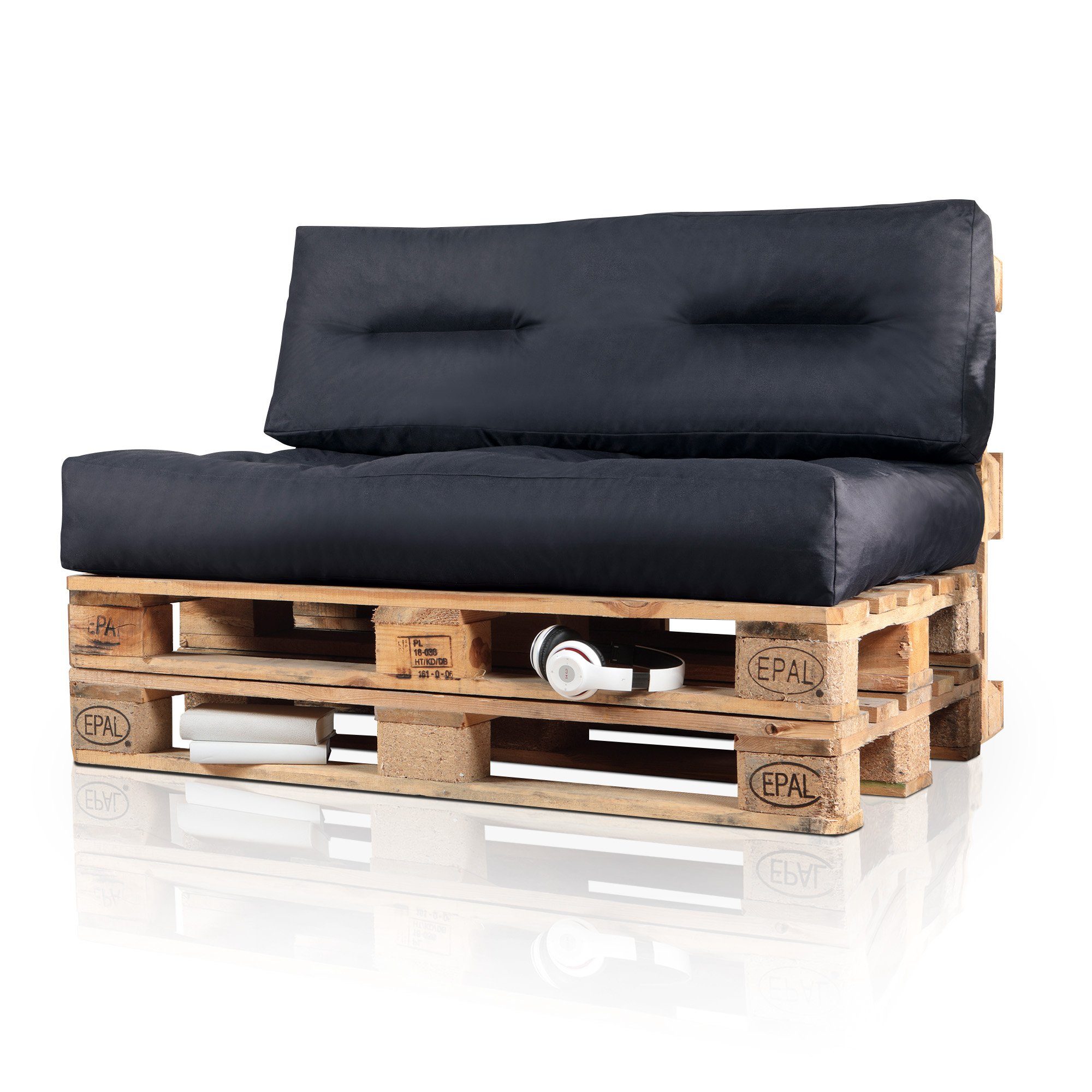 Bestlivings Palettenkissen Komfort Europalettenkissen, (Sitzkissen 120x80cm + Rückenkissen 40x80cm) - Höhe 18cm