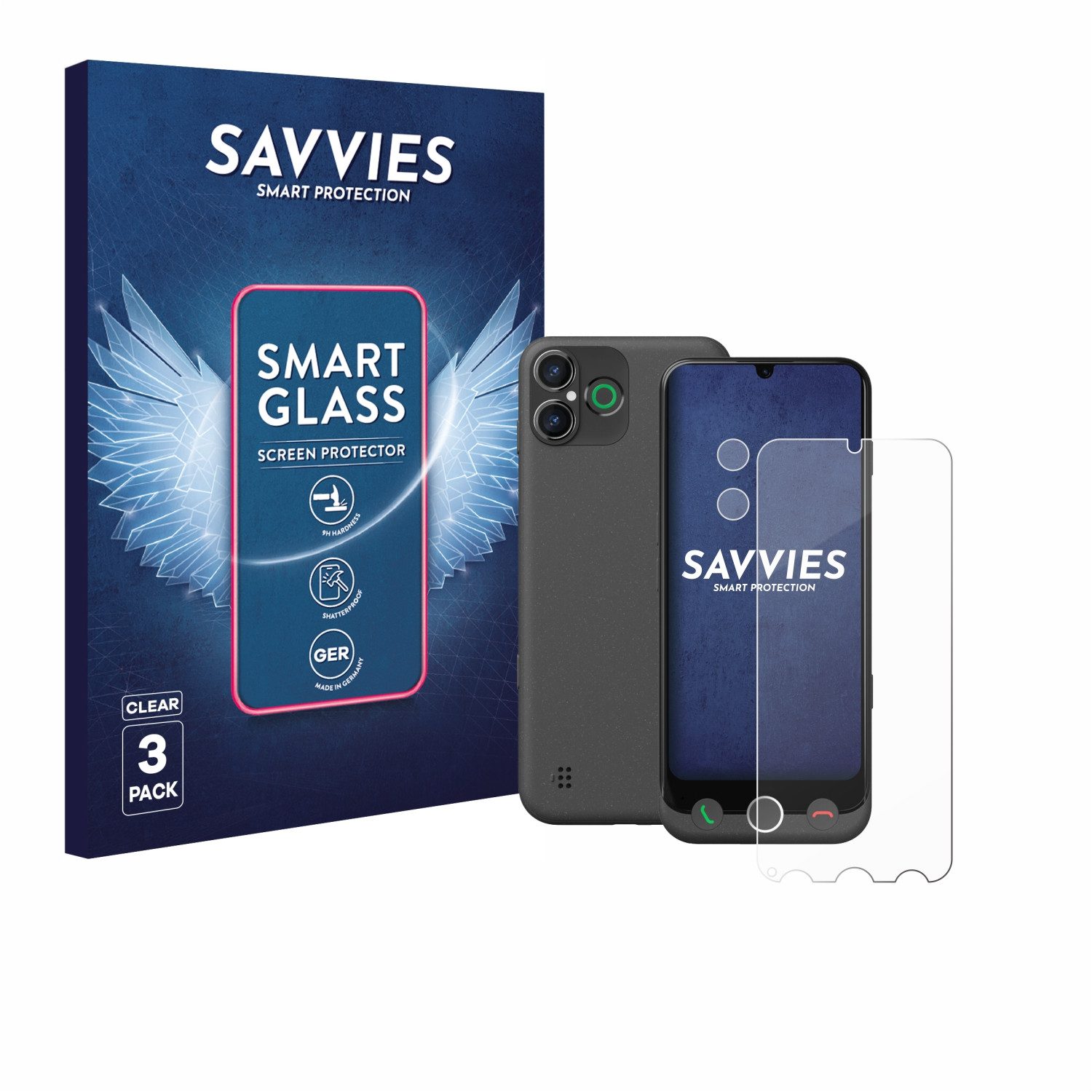 Savvies Displayschutzglas Schutzglas Panzer für Doro Aurora A30 (Display+Kamera), 3 Stück, Schutzfolie Display Schutz Glas Folie klar