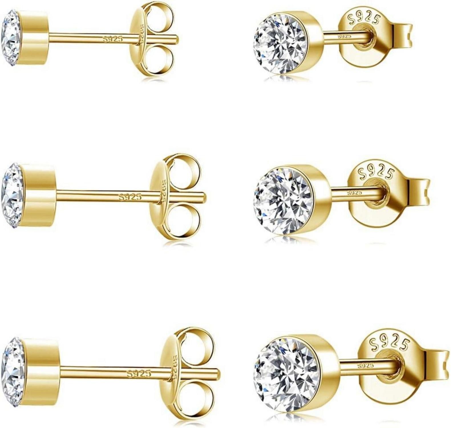 Schmuckset Silber Ohrstecker Set 925 Sterling Zirkonia Damen Studs hypoallergen