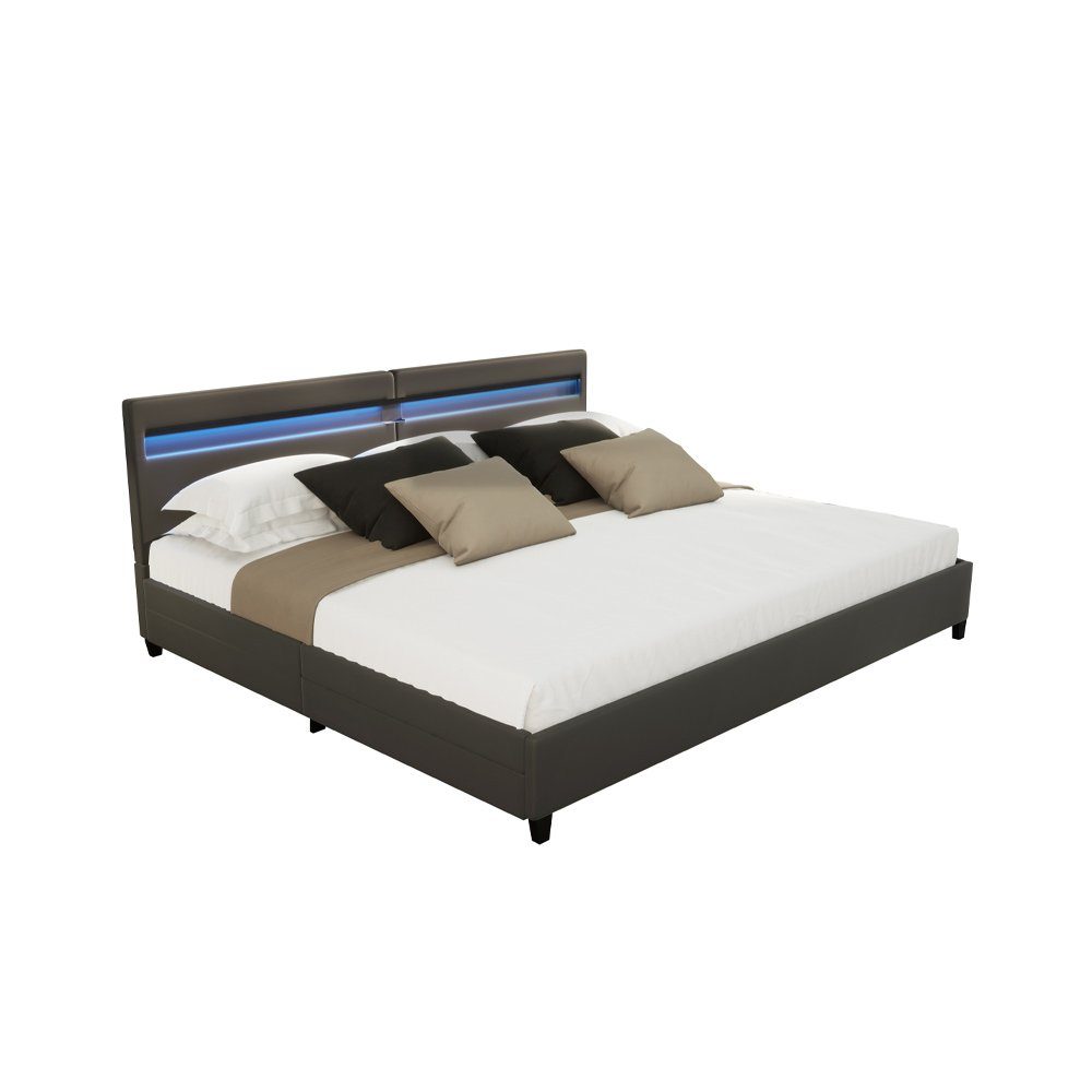 HOME DELUXE Kunstlederbett LED Bett mit Schubladen - 200 x 200 cm / 270 x 2 günstig online kaufen