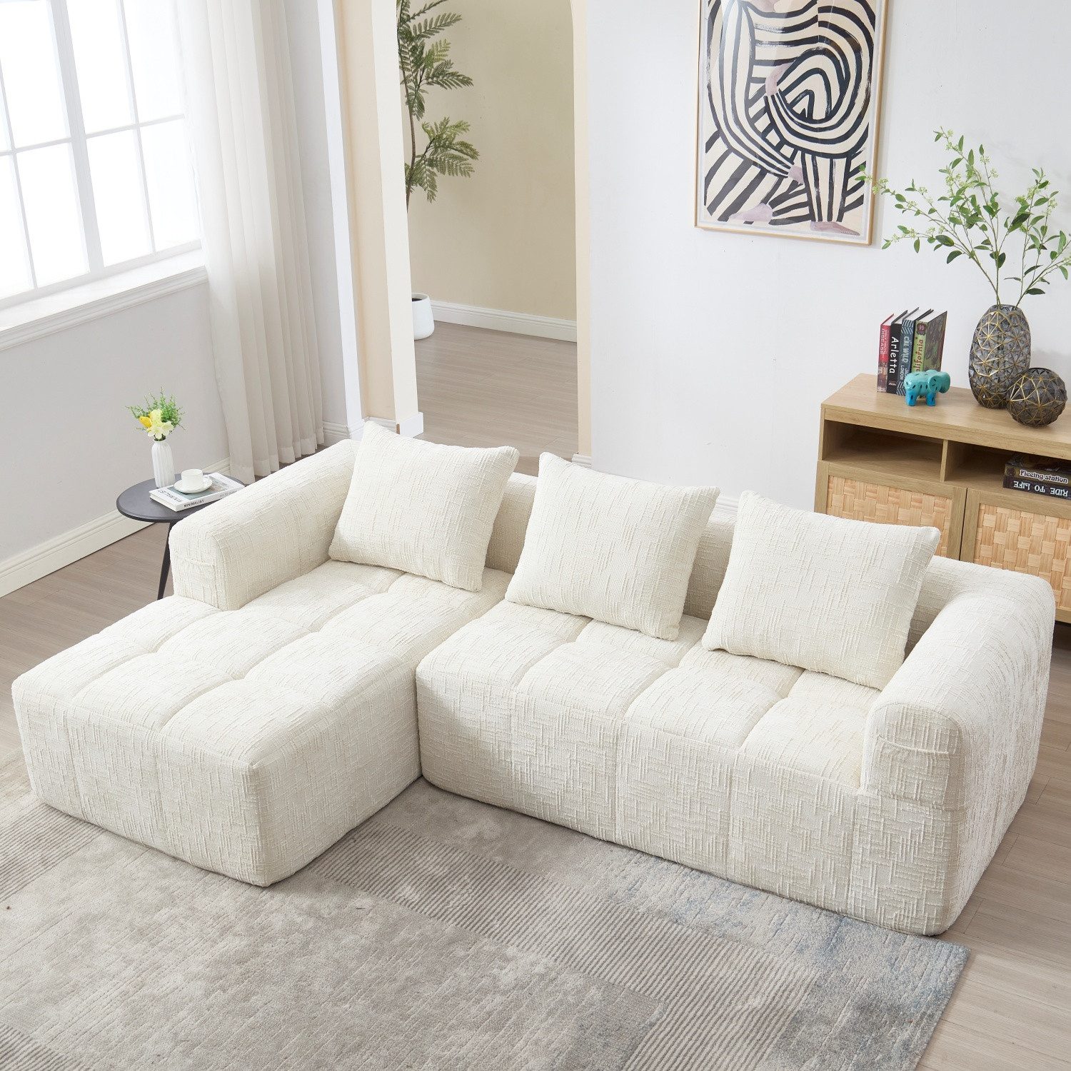 ANYSUN Ecksofa Sofa Praktische Bequeme Funktionsecke Couch L-Form Eckcouch, Chenille-Sofa,1-Sitzer-Sofa/2-Sitzer-Sofa/3-Sitzer-Sofa 3 Teile, keine Installation erforderlich, Sofa Wohnlandschaft Wohnzimmer