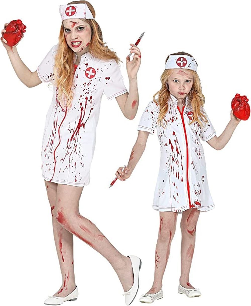 Widmann S.r.l. Hexen-Kostüm Kostüm Zombie Krankenschwester für Mädchen 2-tlg.