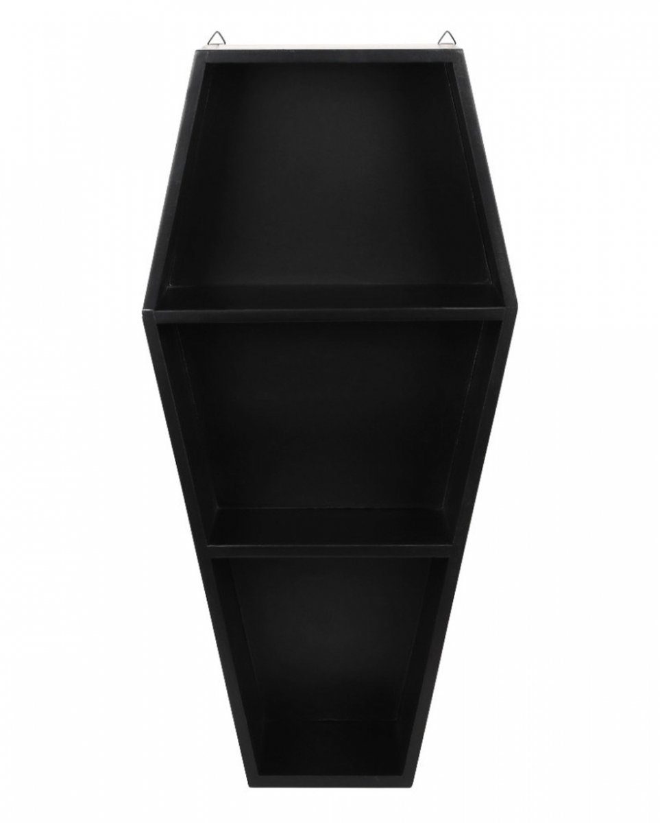 Horror-Shop Dekofigur Schwarzes Gothic Regal in Sarg Form mit 2 Böden al günstig online kaufen