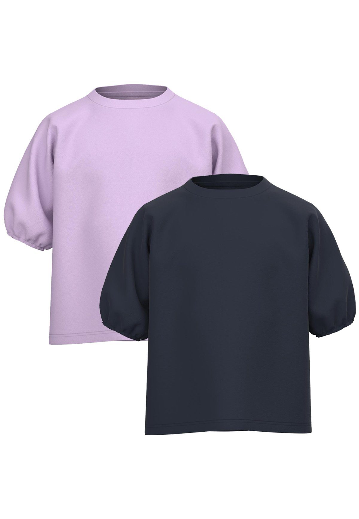 It T-Shirt Set Blau-Rosa NKFVIVALDI Puffärmel T-Shirt 5716 in (2-tlg) 2-er Name