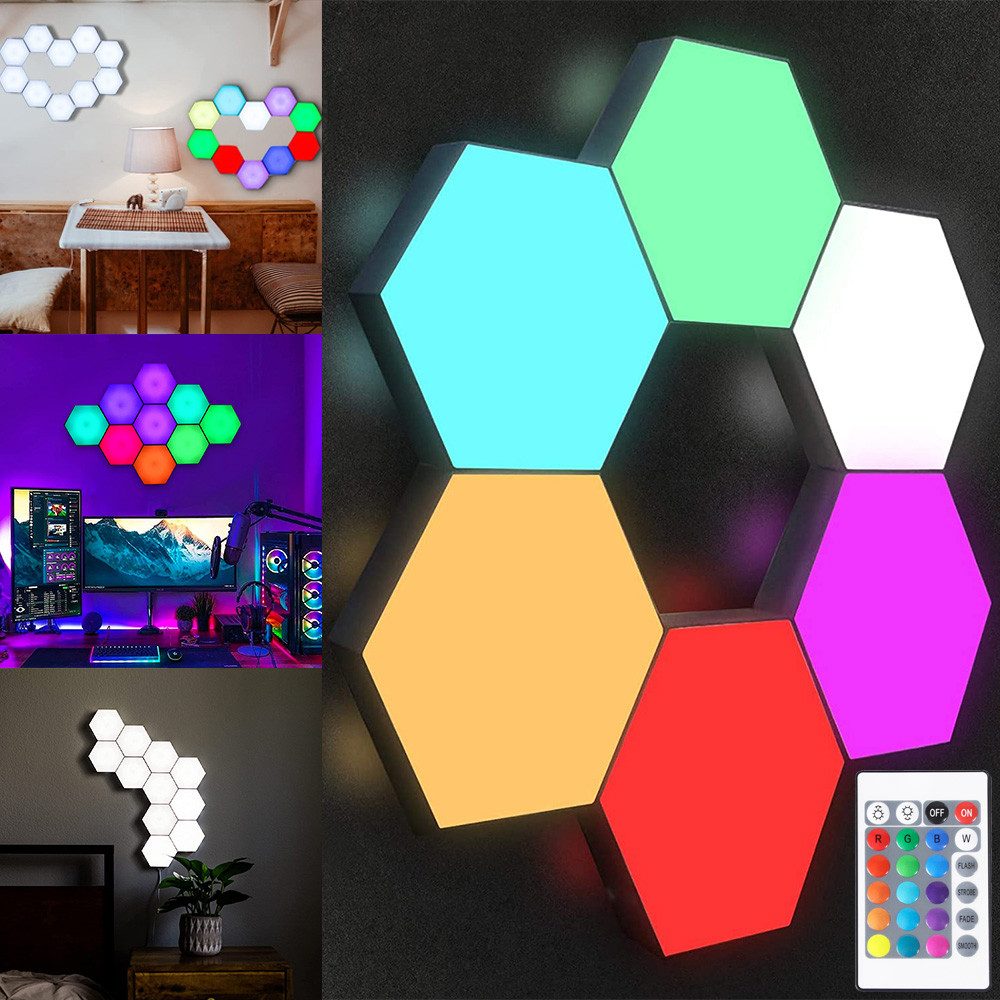 Jibenhome LED Wandleuchte Smart LED Panel Lichter Musik Sync Licht, LED Sechseck Gaming Wandleuchte für Gamer Room Deko