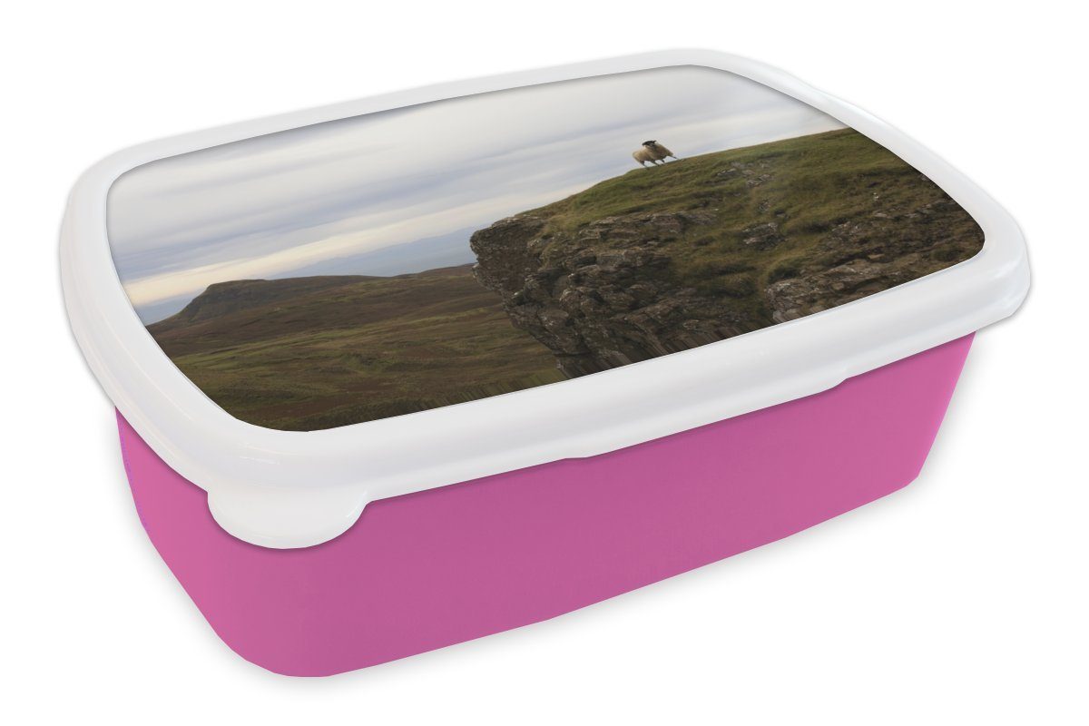 MuchoWow Lunchbox Schafe auf Skye, Kunststoff, (2-tlg), Brotbox für Erwachsene, Brotdose Kinder, Snackbox, Mädchen, Kunststoff rosa